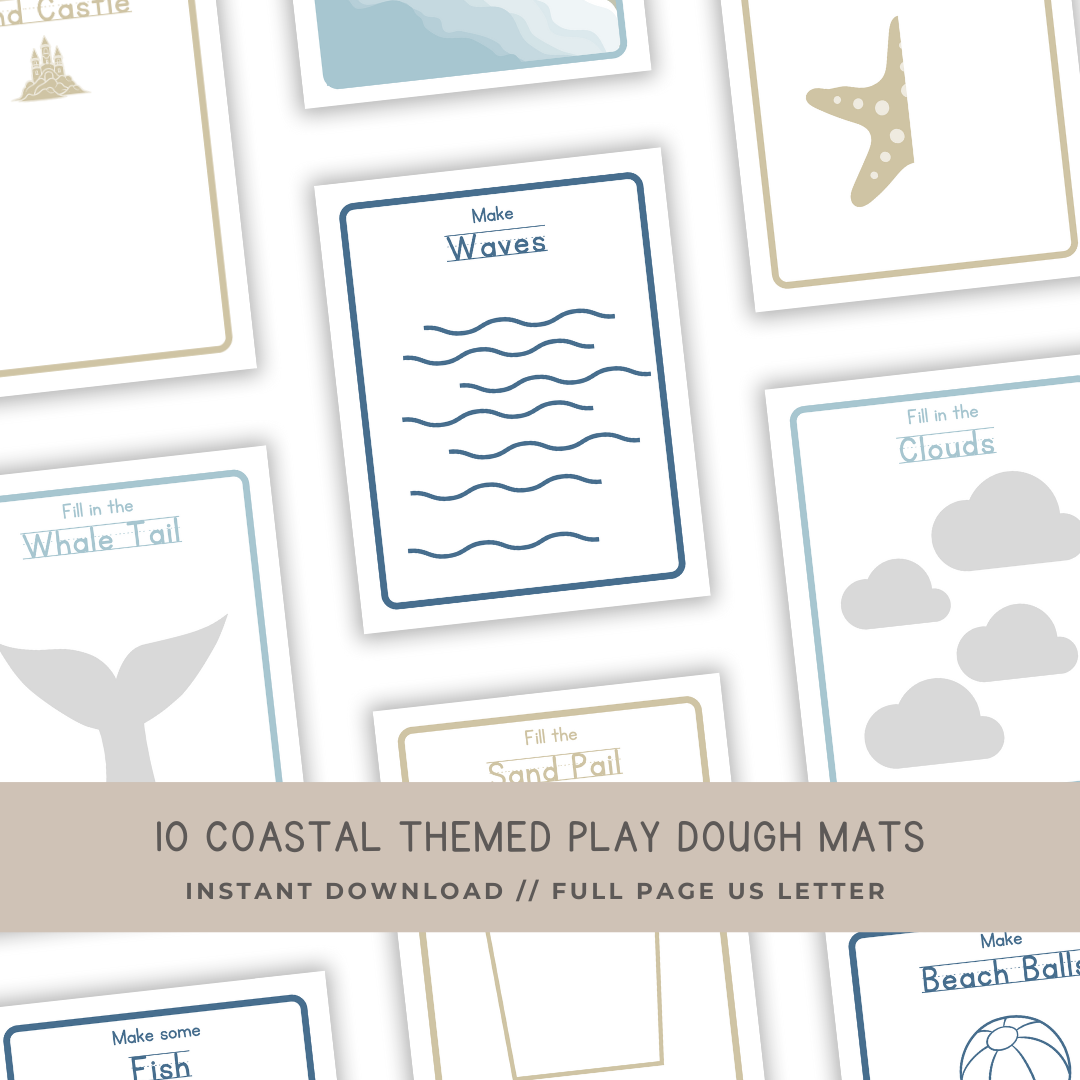 10 Coastal Play Dough Mats - Digital Download - Chickadees Wooden Toys
