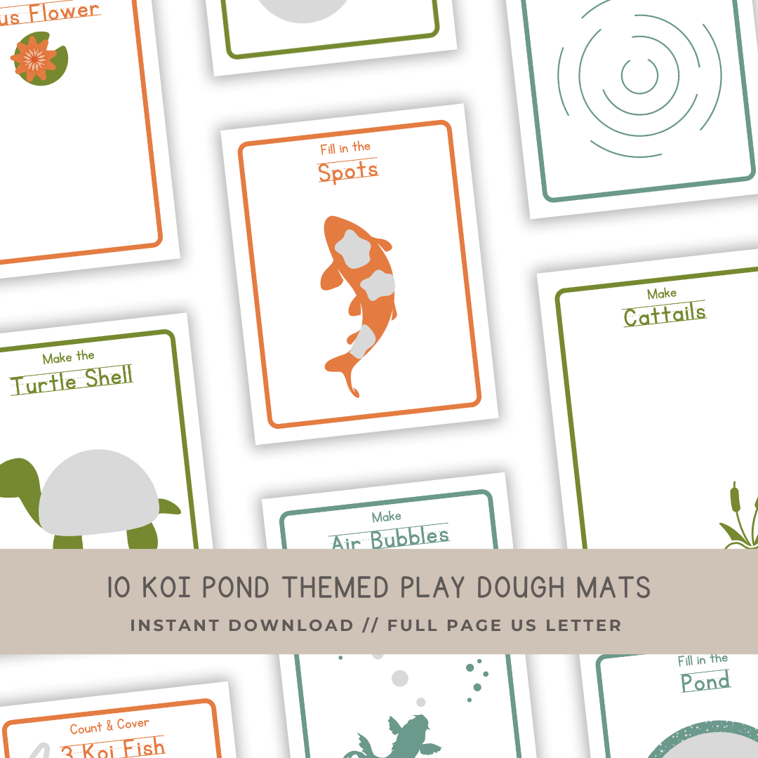 10 Koi Pond Play Dough Mats - Digital Download - Chickadees Wooden Toys