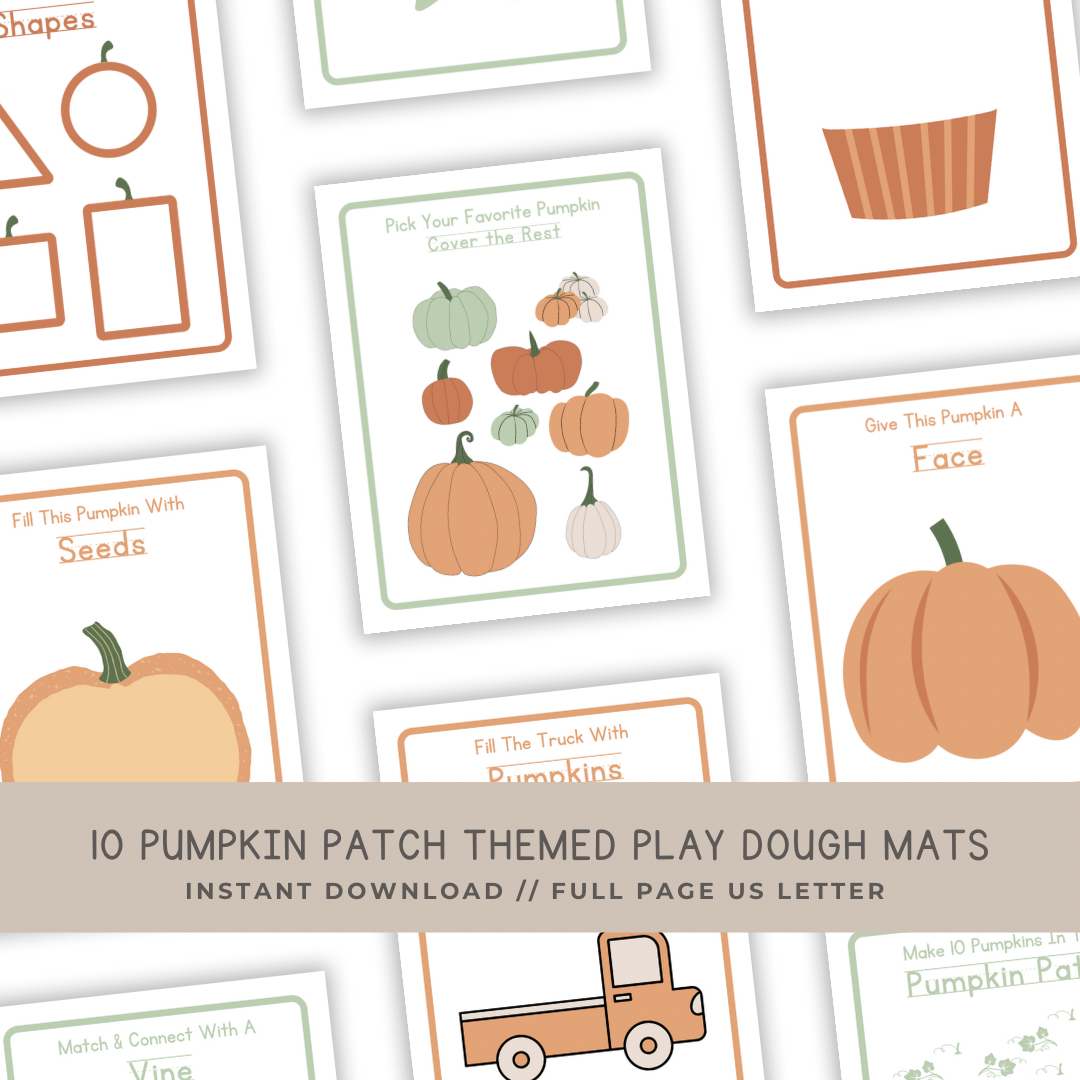10 Pumpkin Patch Play Dough Mats - Digital Download - Chickadees Wooden Toys