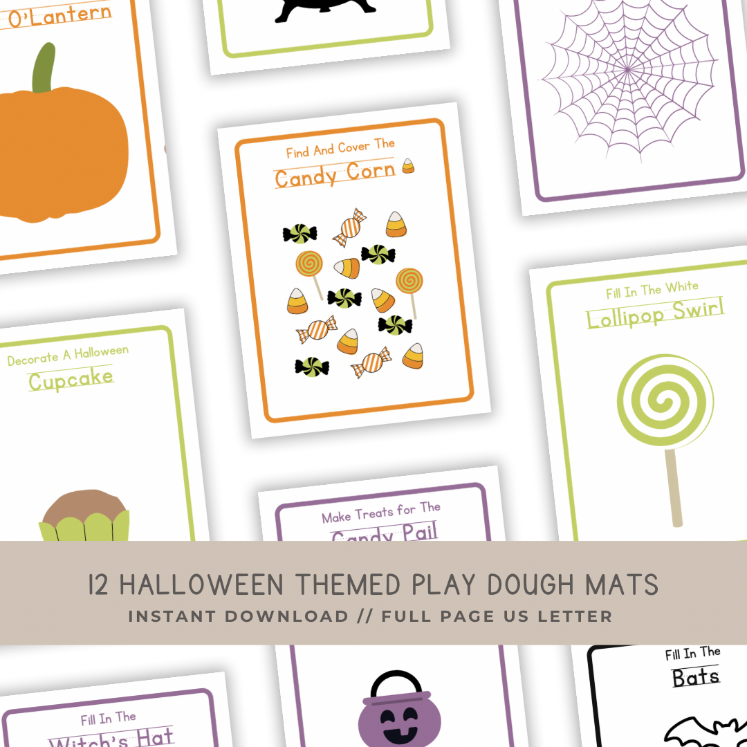12 Halloween Play Dough Mats - Digital Download - Chickadees Wooden Toys
