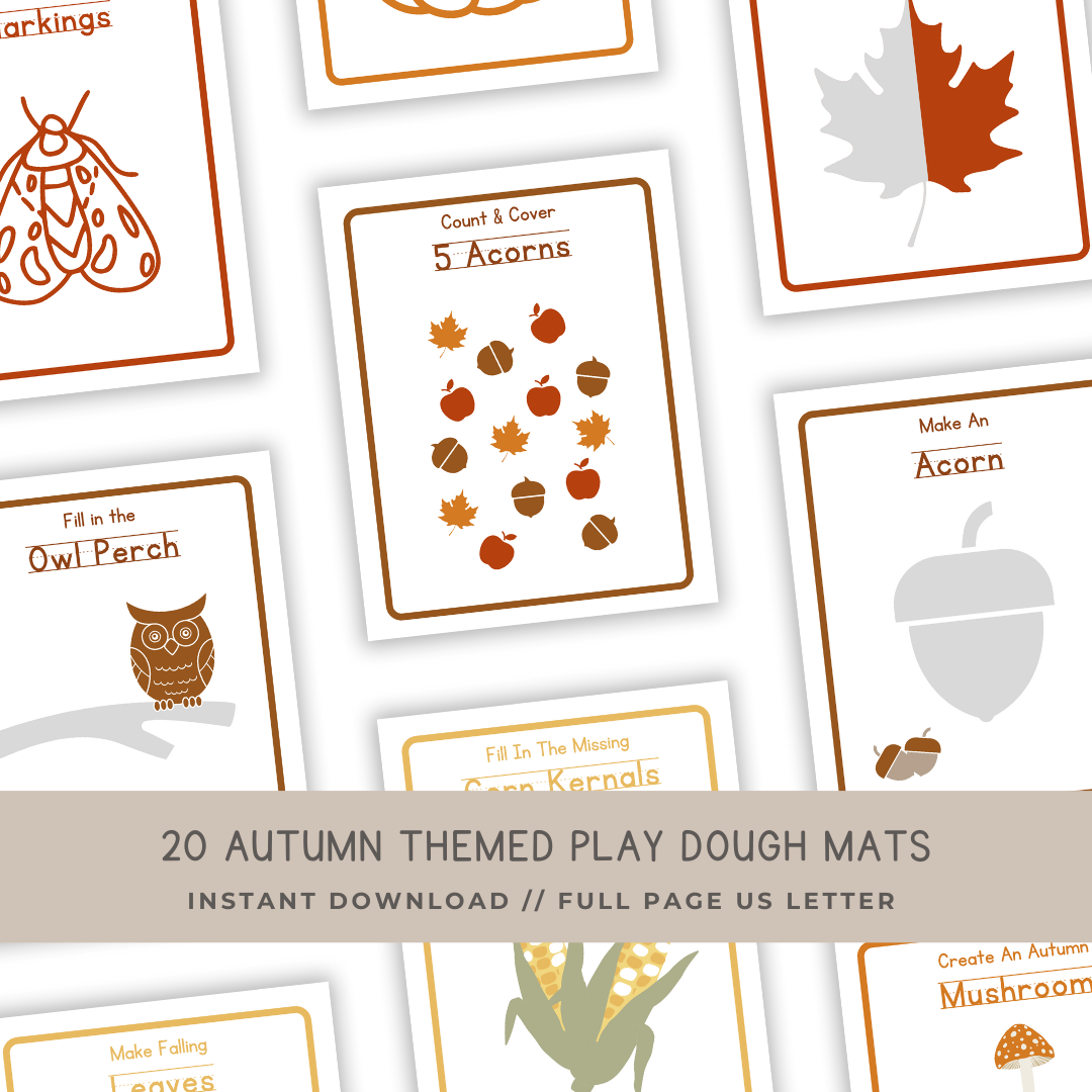 20 Autumn Play Dough Mats - Digital Download - Chickadees Wooden Toys