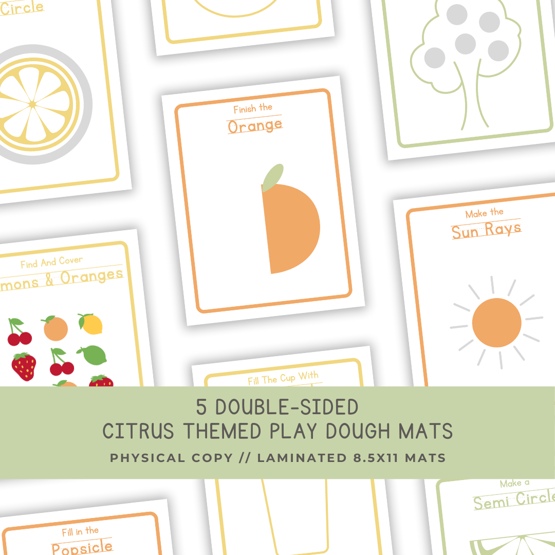 5 Double-sided Citrus Play Dough Mats - Physical Product - Chickadees Wooden Toys
