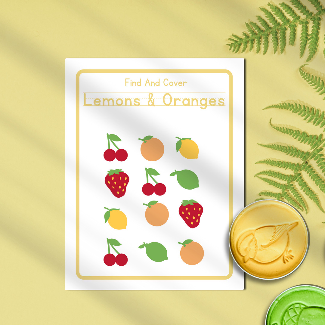 5 Double-sided Citrus Play Dough Mats - Physical Product - Chickadees Wooden Toys