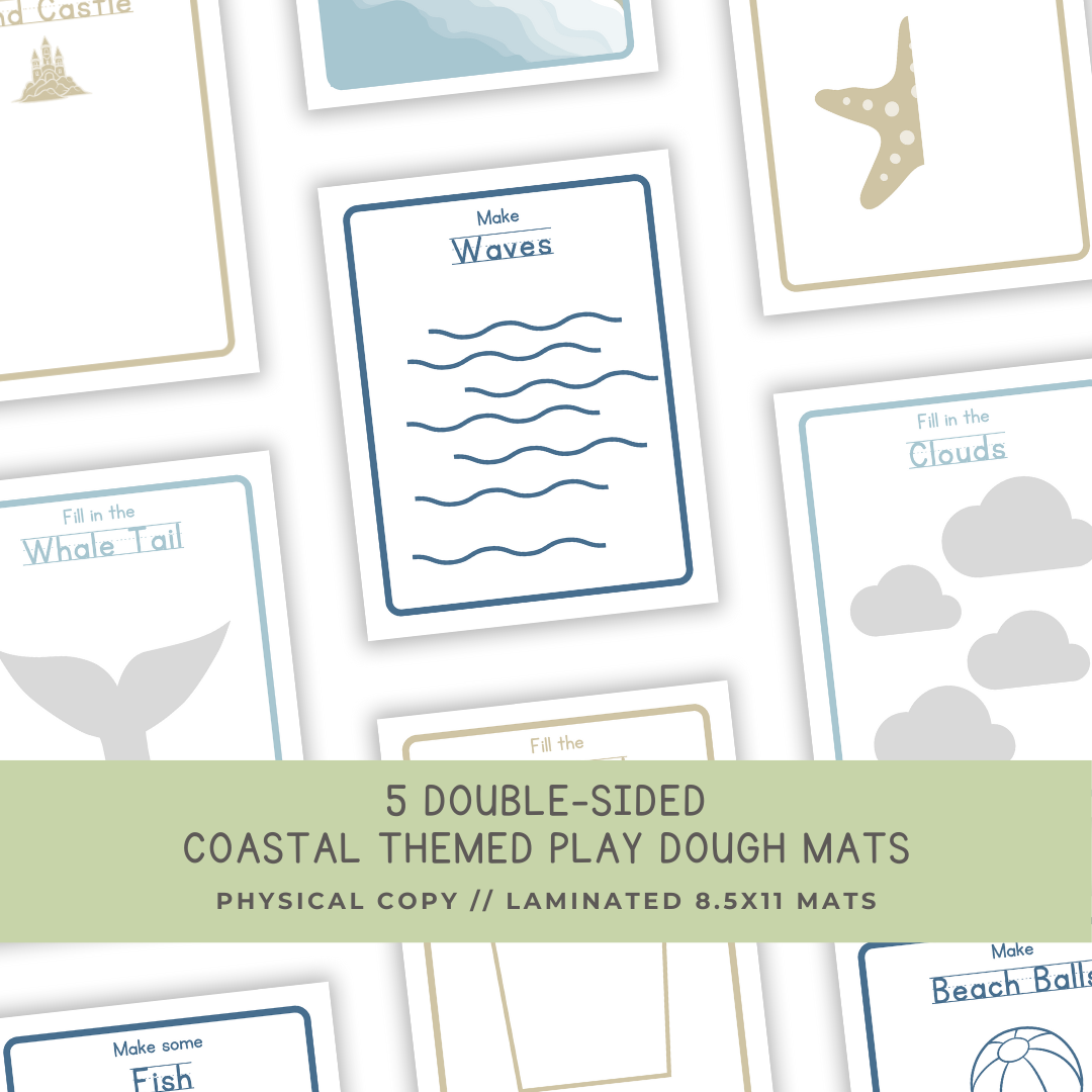 5 Double-sided Coastal Play Dough Mats - Physical Product - Chickadees Wooden Toys
