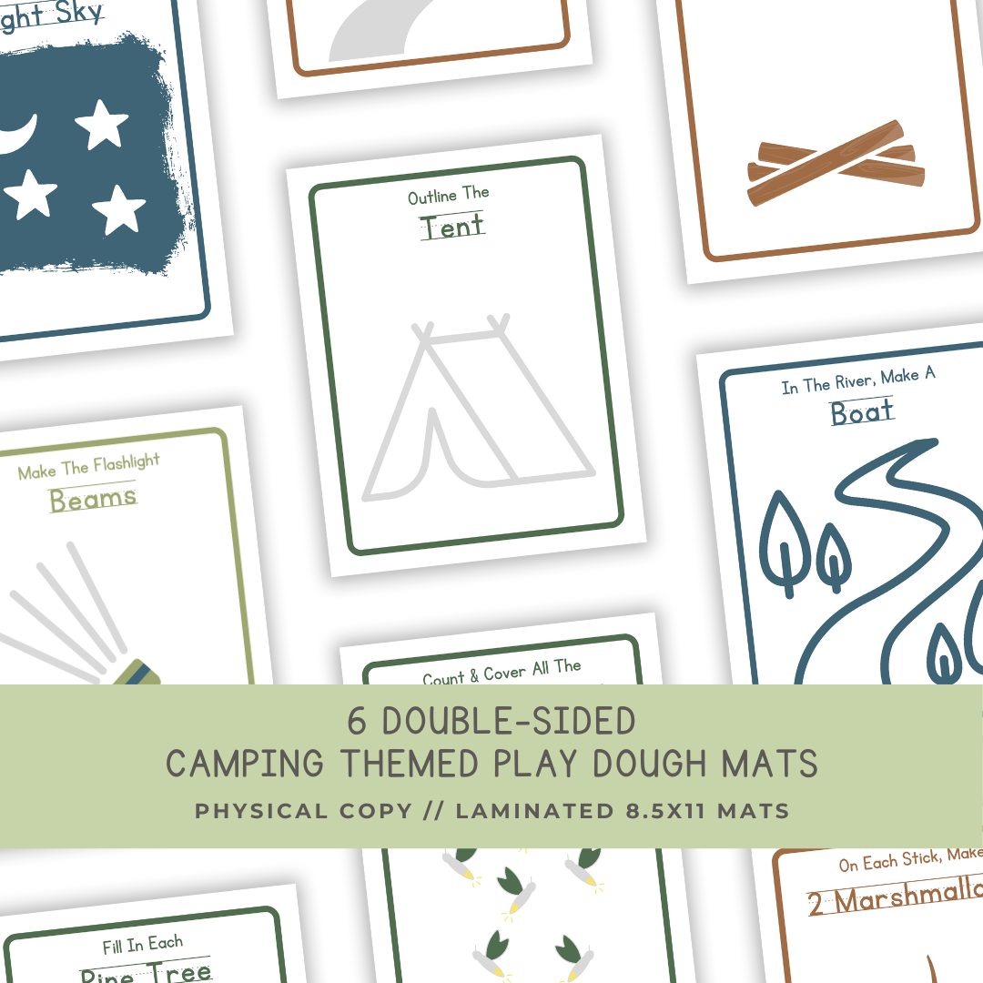 6 Double-sided Camping Play Dough Mats - Physical Product - Chickadees Wooden Toys