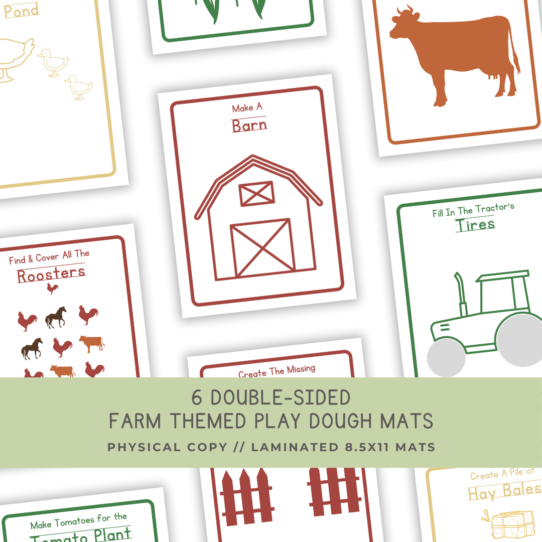 6 Double-sided Farm Play Dough Mats - Physical Product - Chickadees Wooden Toys