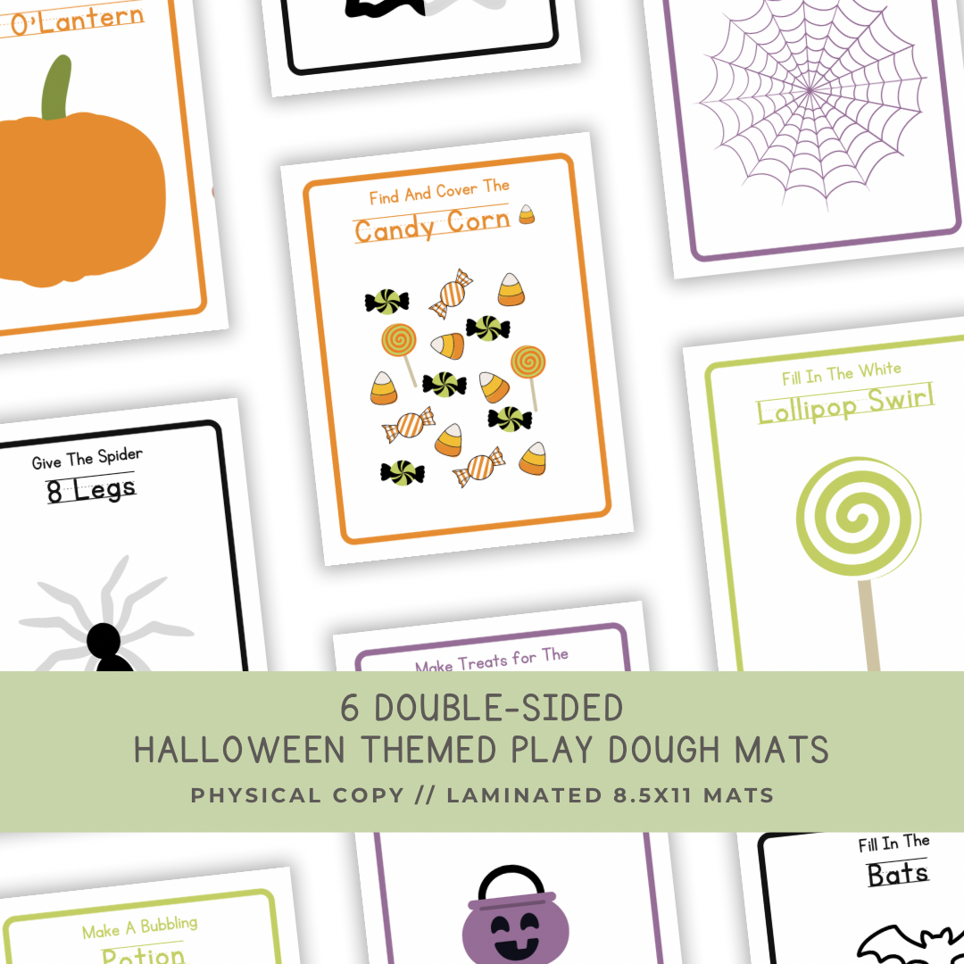 6 Double-sided Halloween Play Dough Mats - Physical Product - Chickadees Wooden Toys