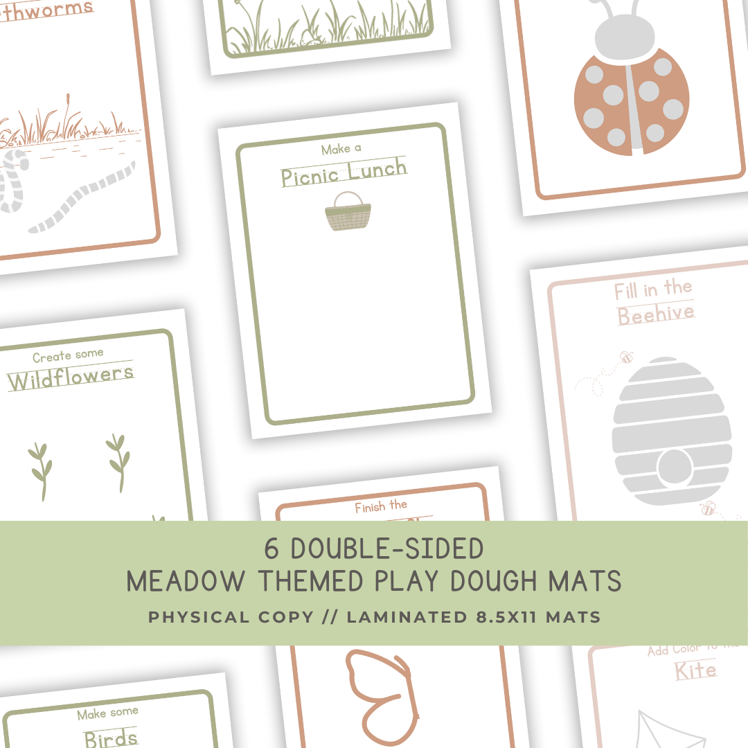 6 Double-sided Meadow Play Dough Mats - Physical Product - Chickadees Wooden Toys