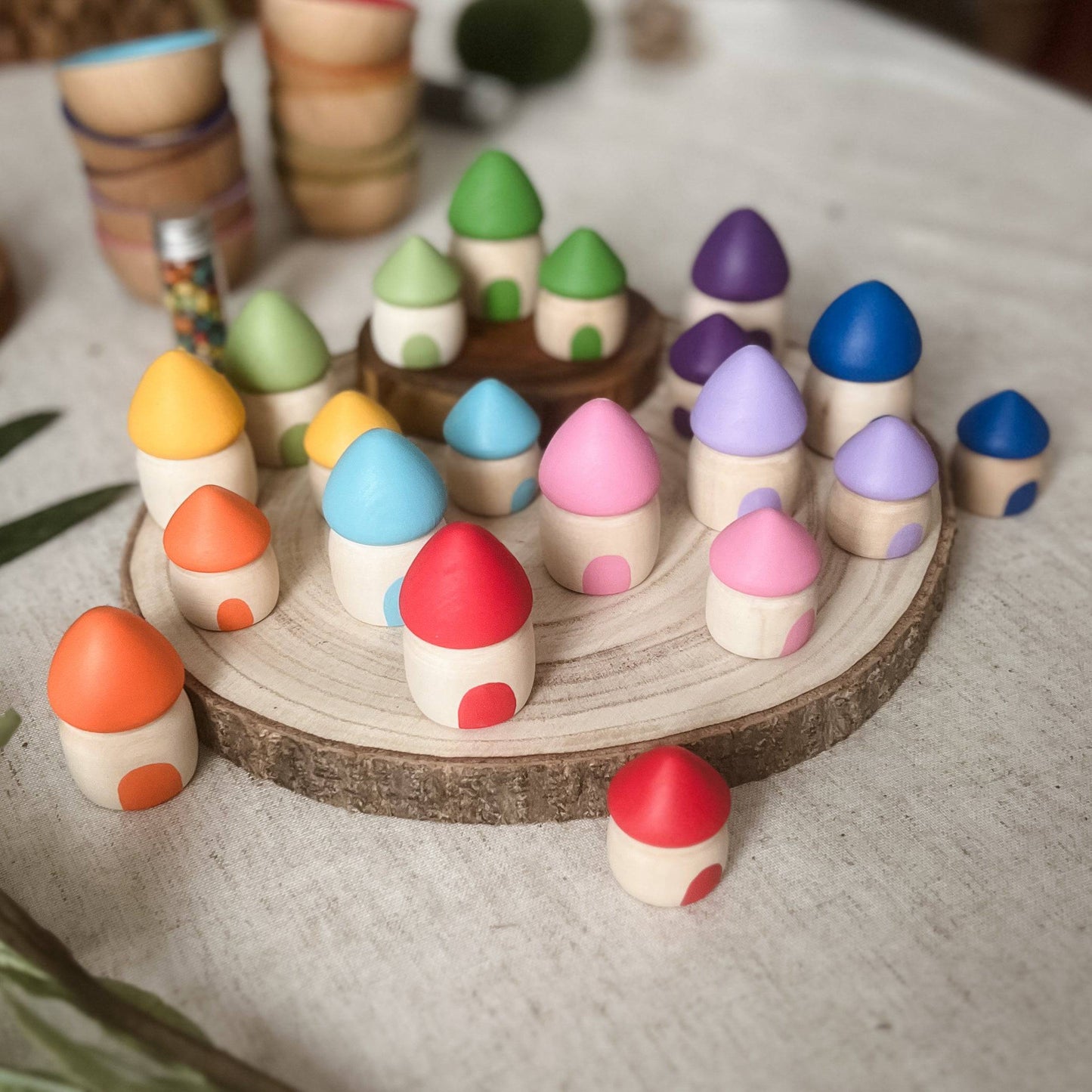 20 Rainbow Houses - Chickadees Wooden Toys