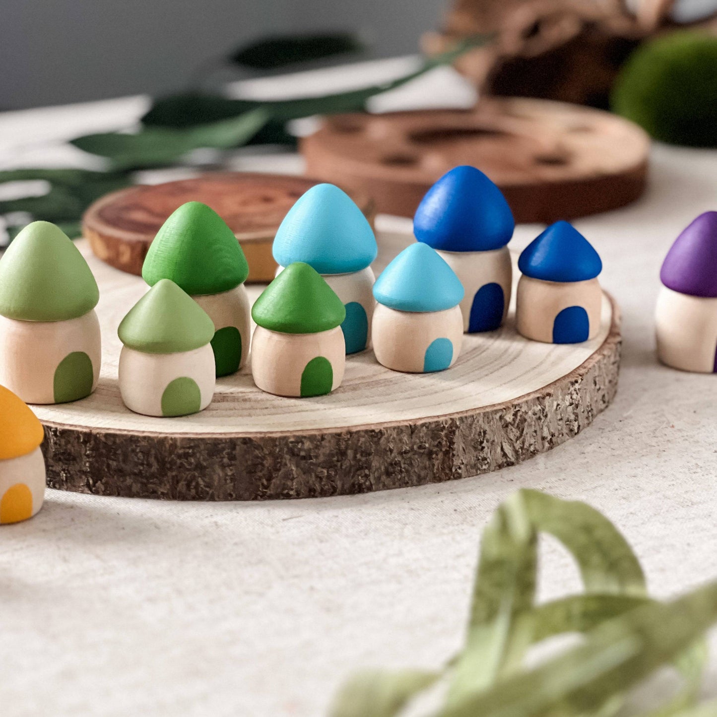 20 Rainbow Houses - Chickadees Wooden Toys