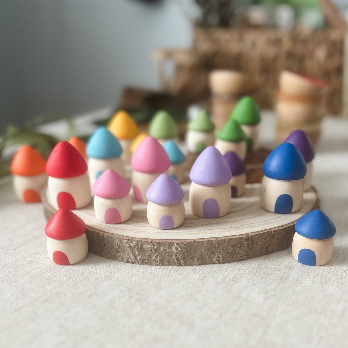 20 Rainbow Houses - Chickadees Wooden Toys