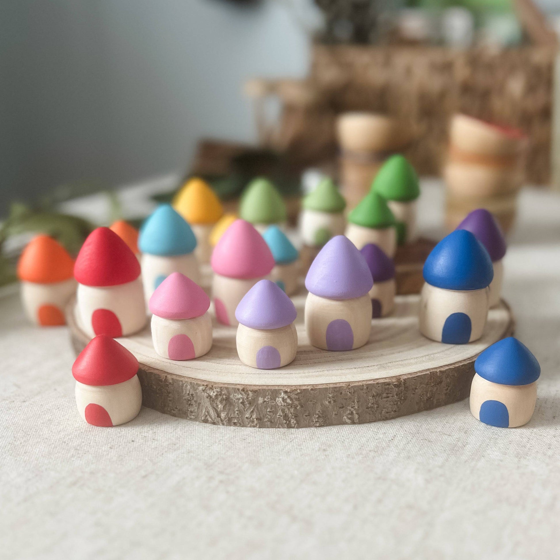 20 Rainbow Houses - Chickadees Wooden Toys