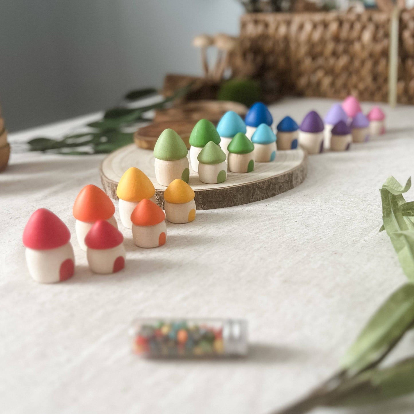 20 Rainbow Houses - Chickadees Wooden Toys