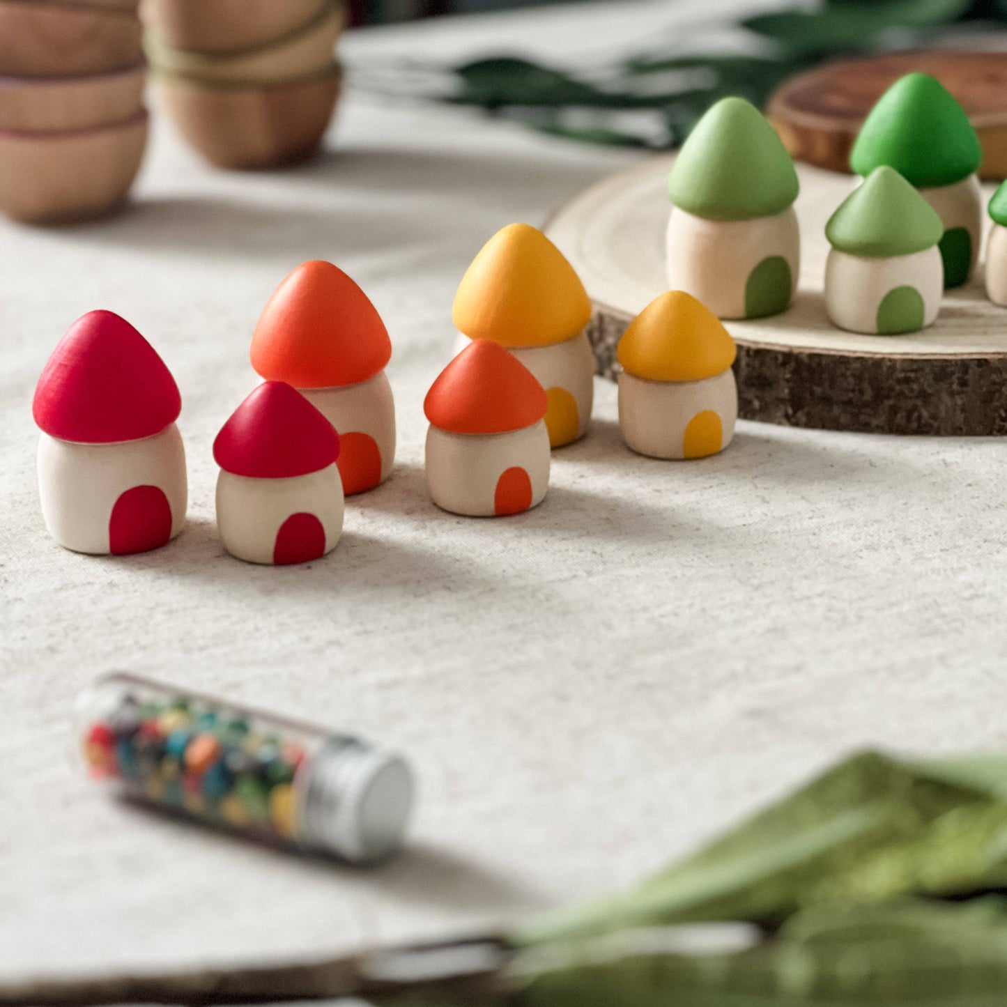 20 Rainbow Houses - Chickadees Wooden Toys