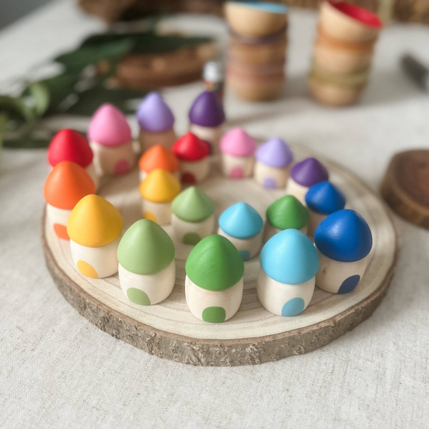 20 Rainbow Houses - Chickadees Wooden Toys