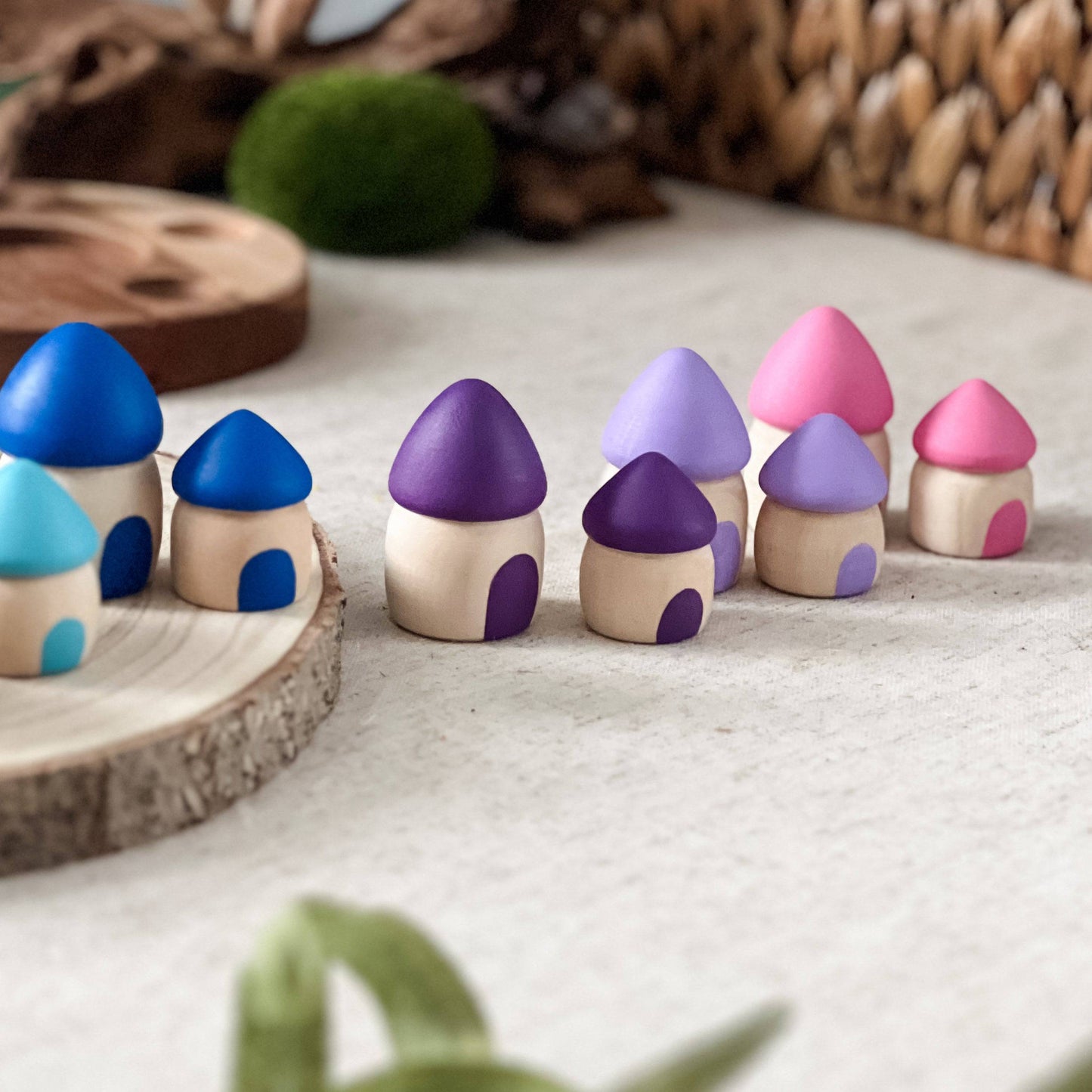 20 Rainbow Houses - Chickadees Wooden Toys