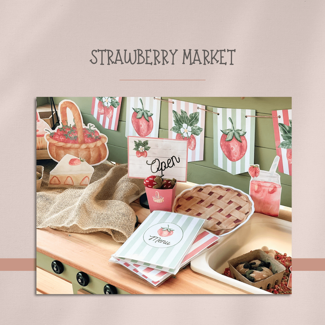 Strawberry Market Pretend Play - Chickadees Wooden Toys