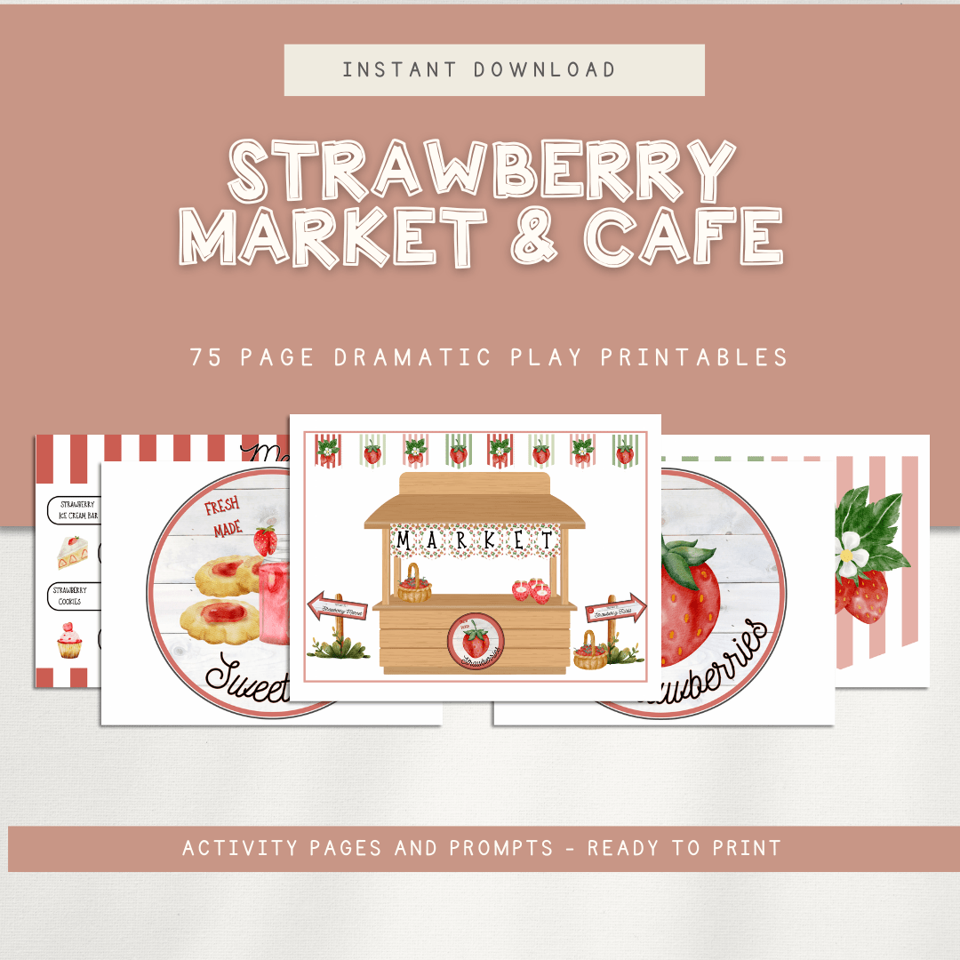 Strawberry Market Pretend Play - Chickadees Wooden Toys