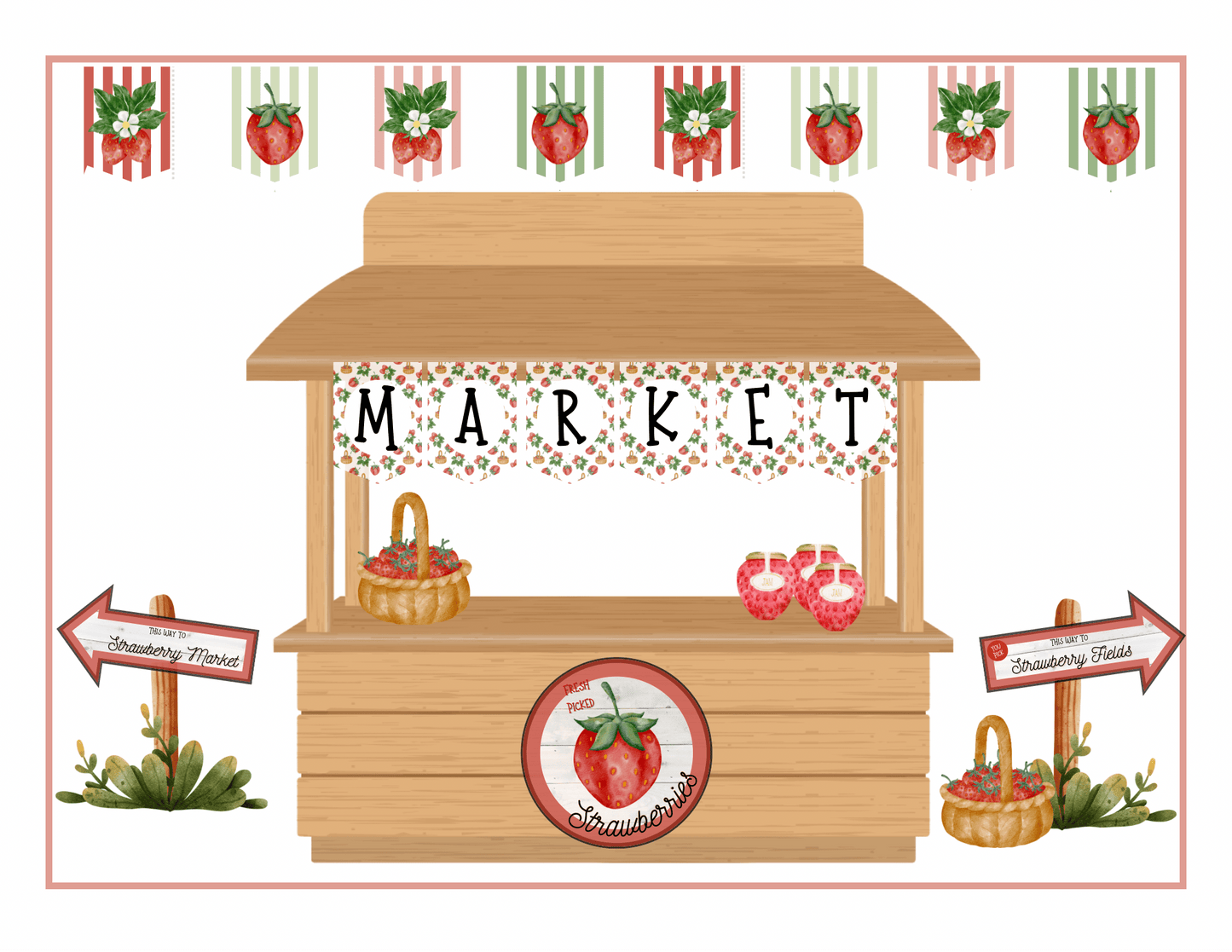 Strawberry Market Pretend Play - Chickadees Wooden Toys