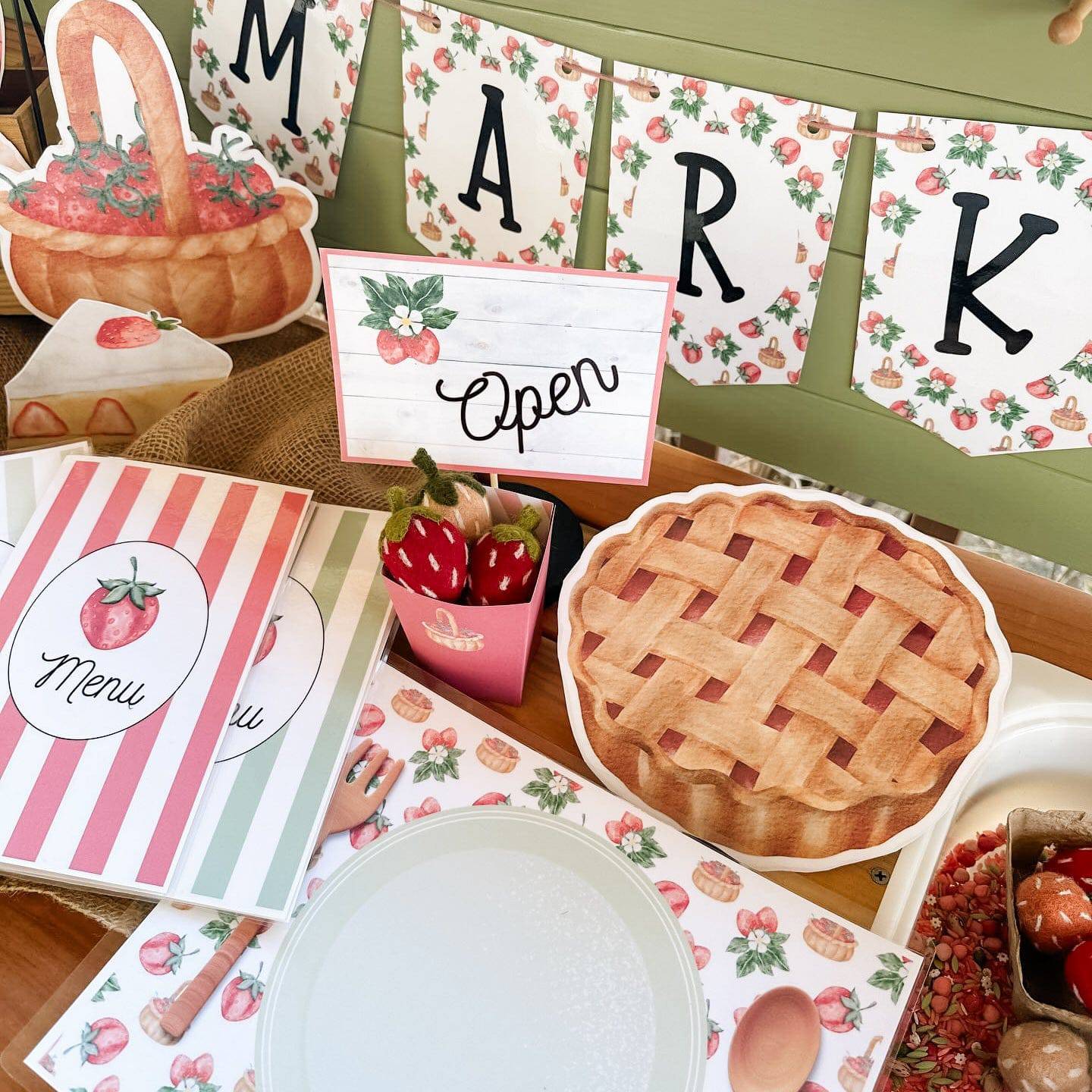 Strawberry Market Pretend Play - Chickadees Wooden Toys