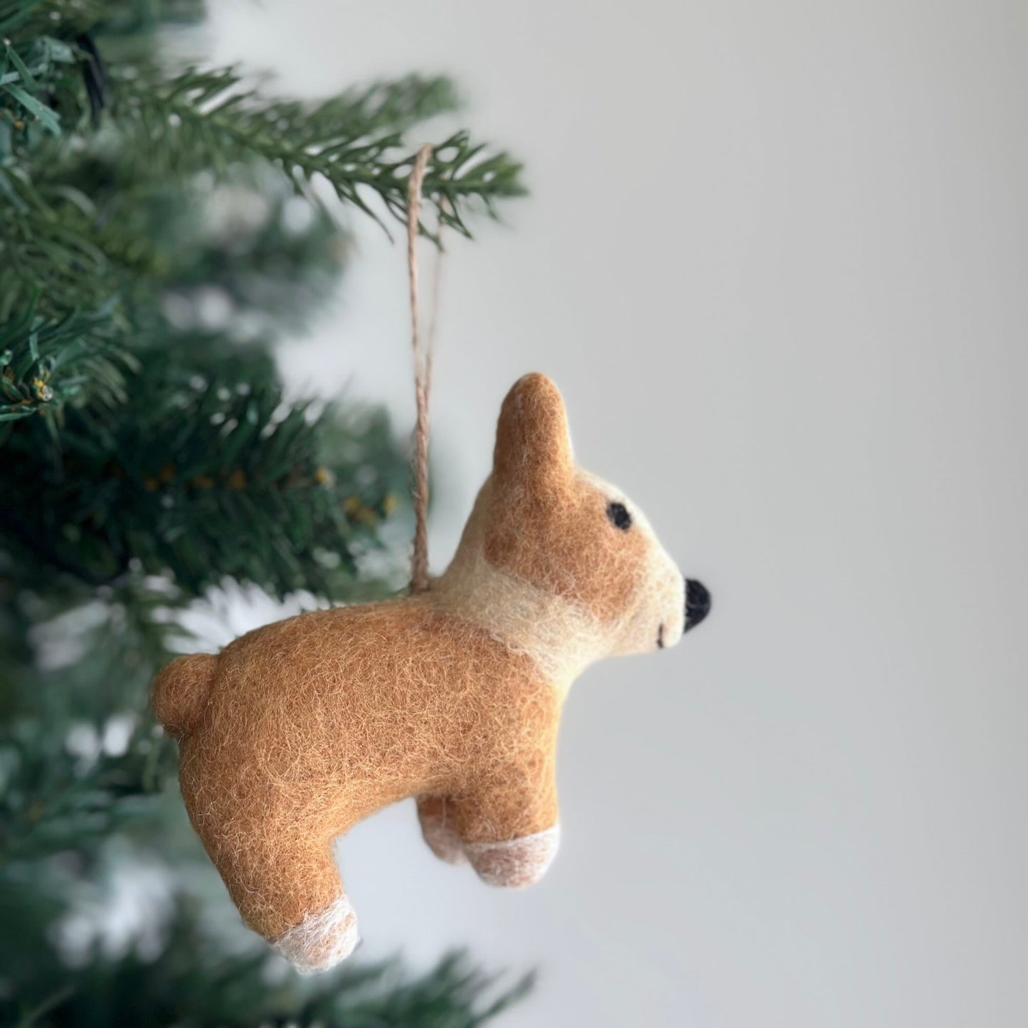 Christmas Corgi Ornament, Dog Ornament - Chickadees Wooden Toys