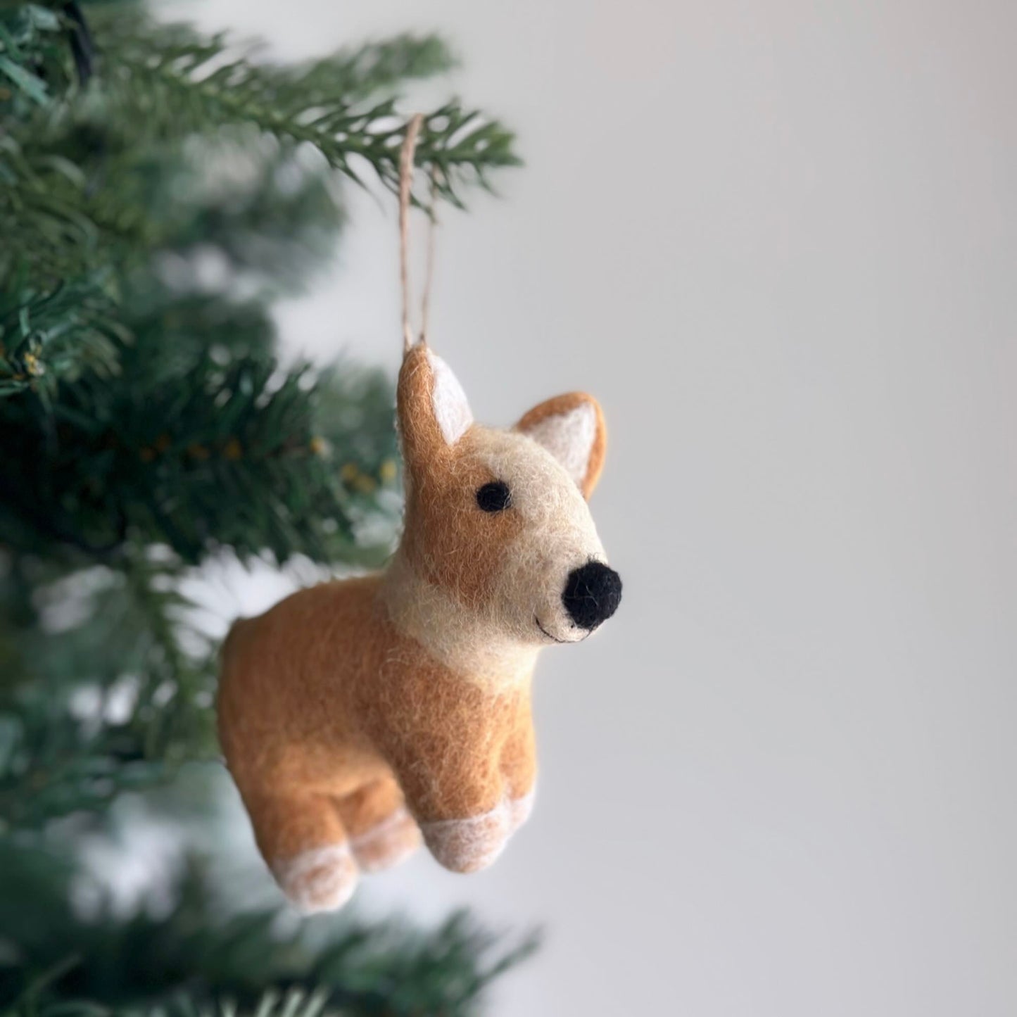 Christmas Corgi Ornament, Dog Ornament - Chickadees Wooden Toys