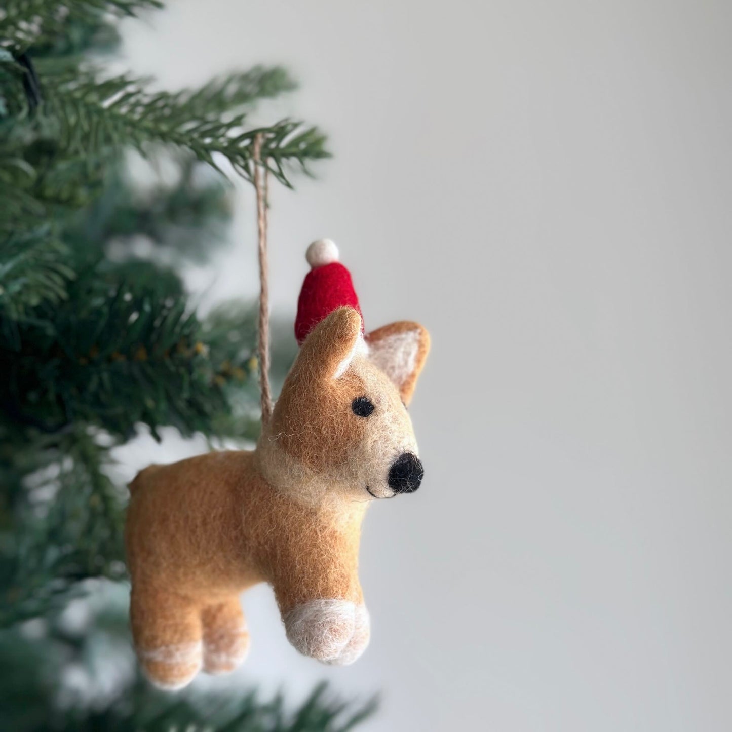 Christmas Corgi Ornament, Dog Ornament - Chickadees Wooden Toys