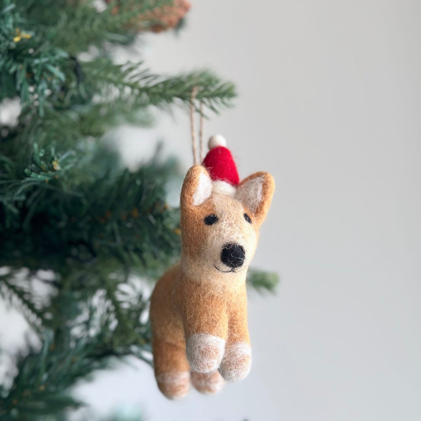Christmas Corgi Ornament, Dog Ornament - Chickadees Wooden Toys