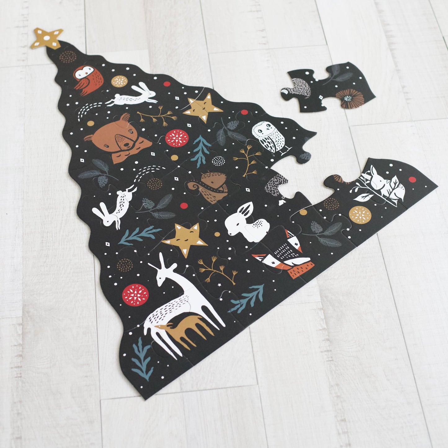 Christmas Tree Floor Puzzle - Chickadees Wooden Toys