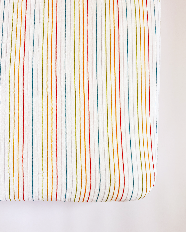 Rainbow Stripe Crib Sheet - Chickadees Wooden Toys