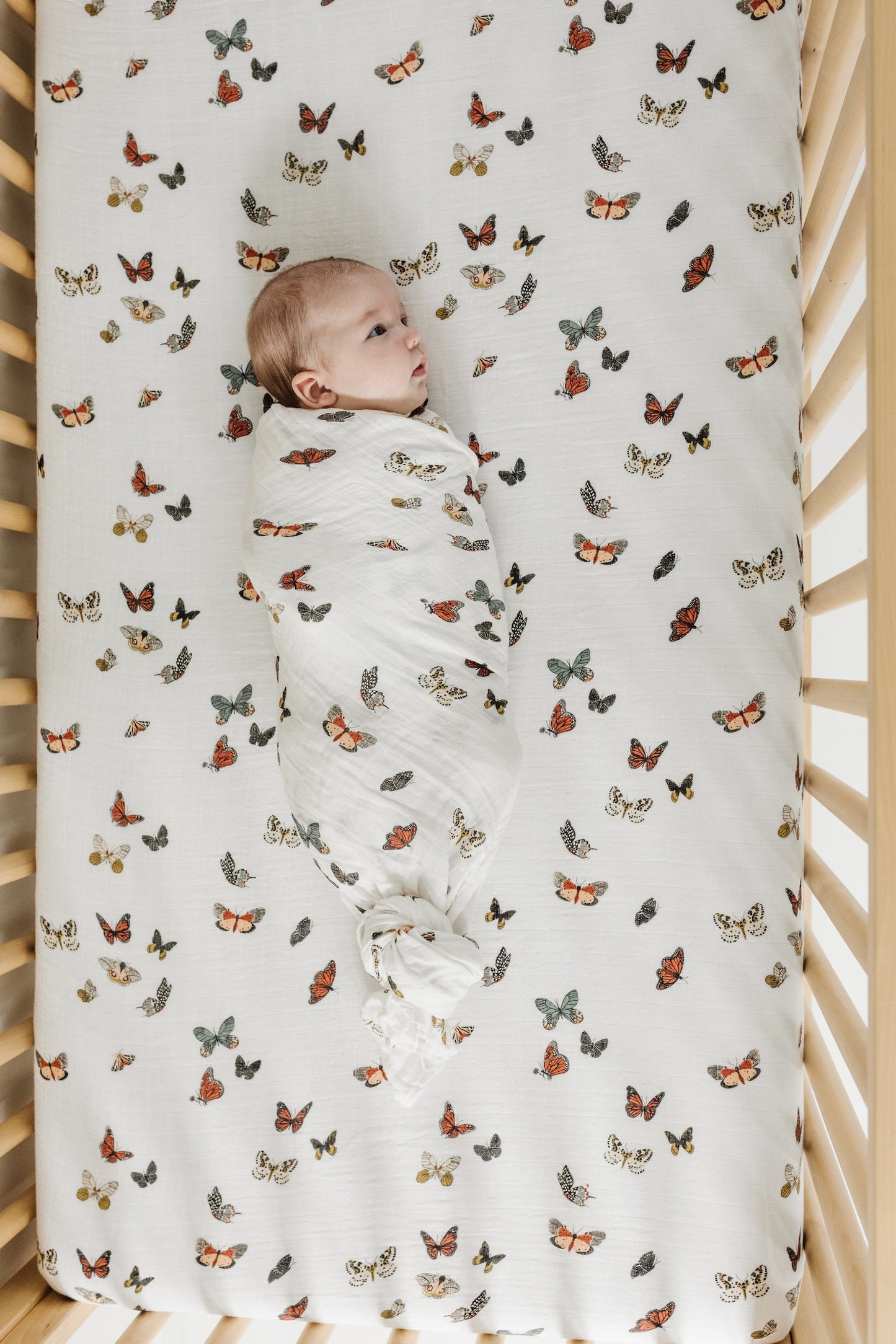Butterfly Migration Crib Sheet - Chickadees Wooden Toys
