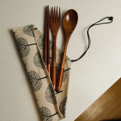 Coconut Utensil Travel Cutlery | White - Chickadees Wooden Toys