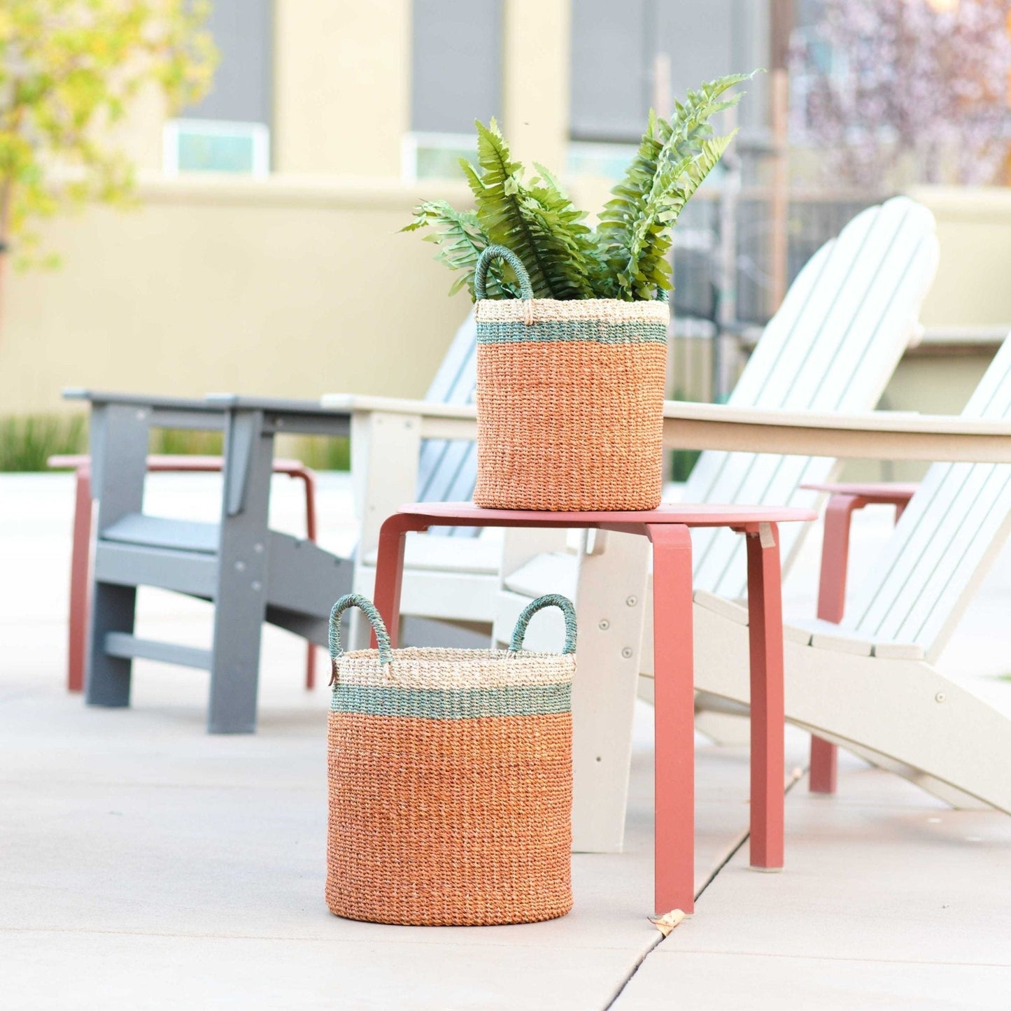 Coral Baskets with Handle, set of 2 - Woven Baskets | LIKHÂ - Chickadees Wooden Toys