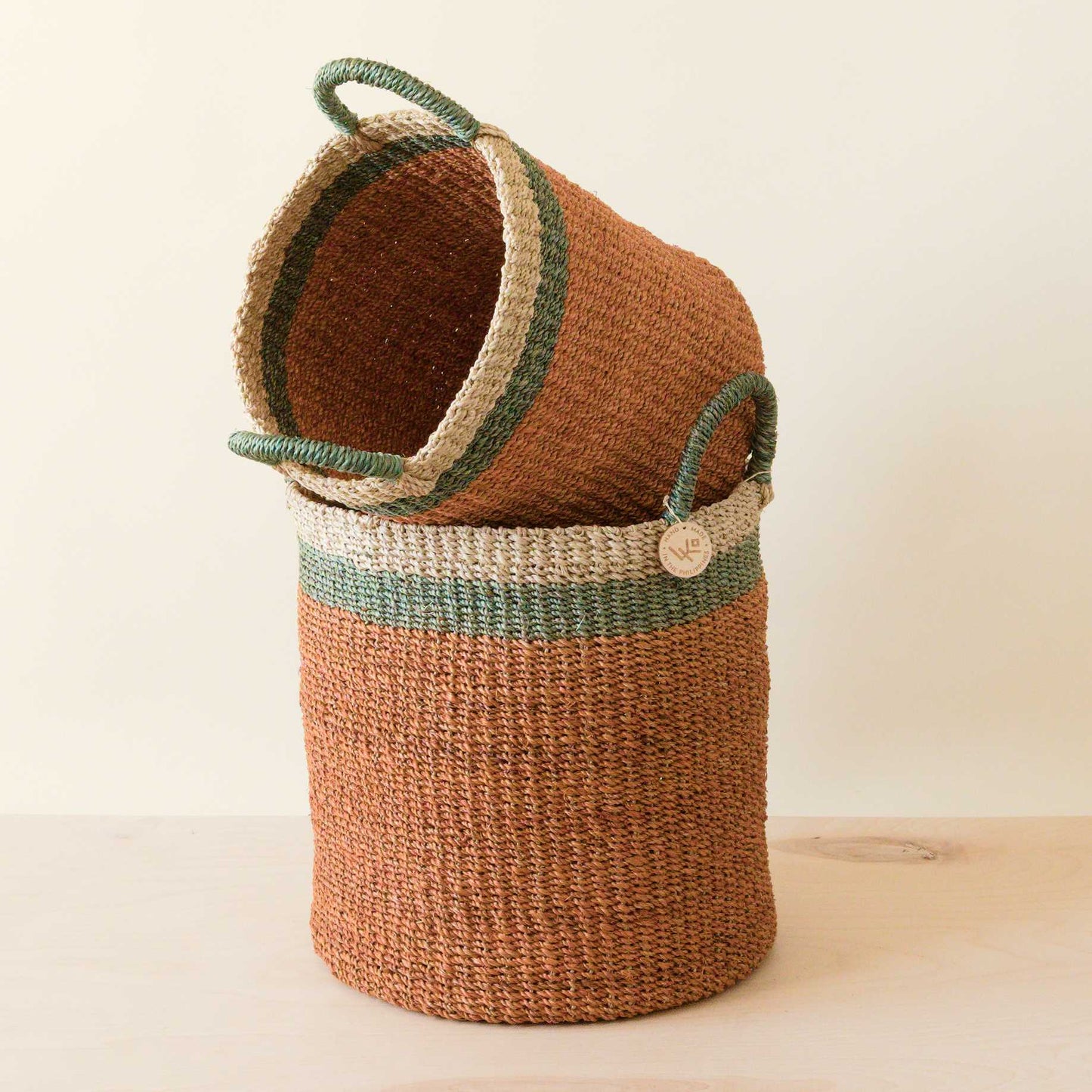 Coral Baskets with Handle, set of 2 - Woven Baskets | LIKHÂ - Chickadees Wooden Toys