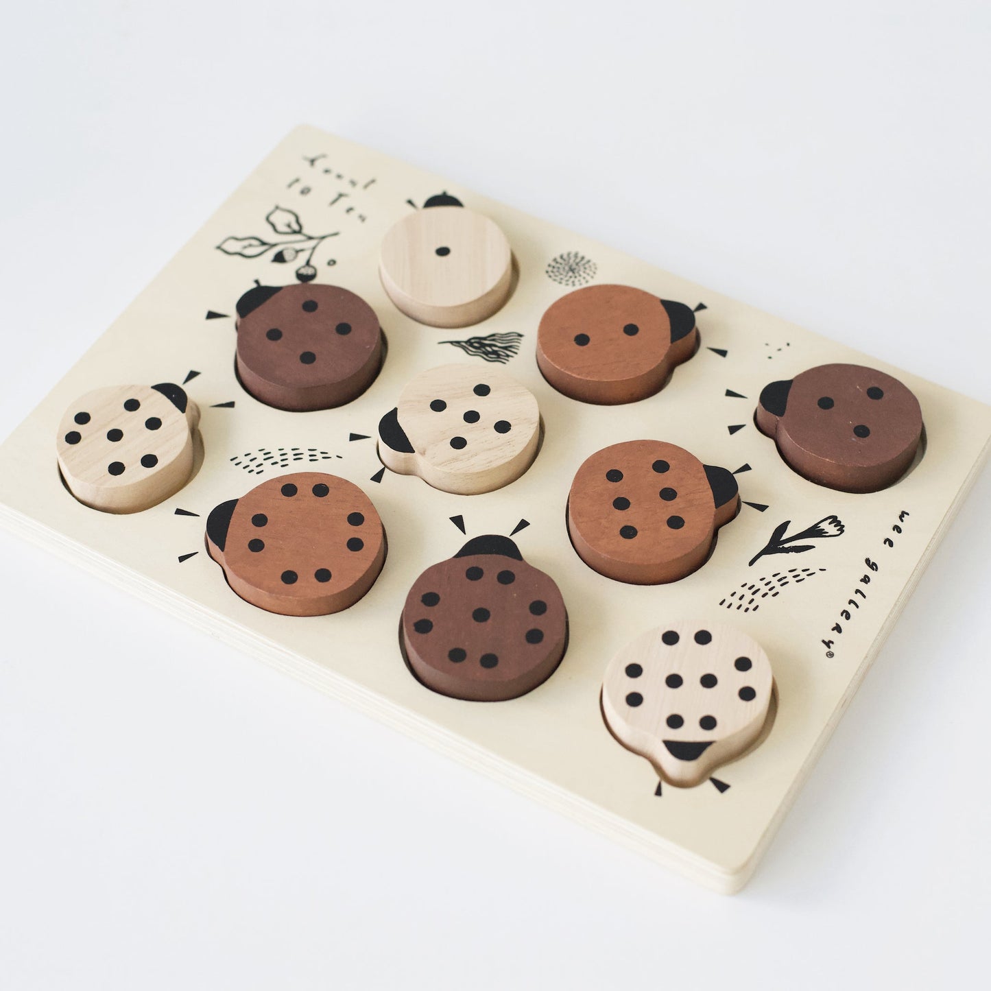 Wooden Tray Puzzle - Count to 10 Ladybugs - Chickadees Wooden Toys
