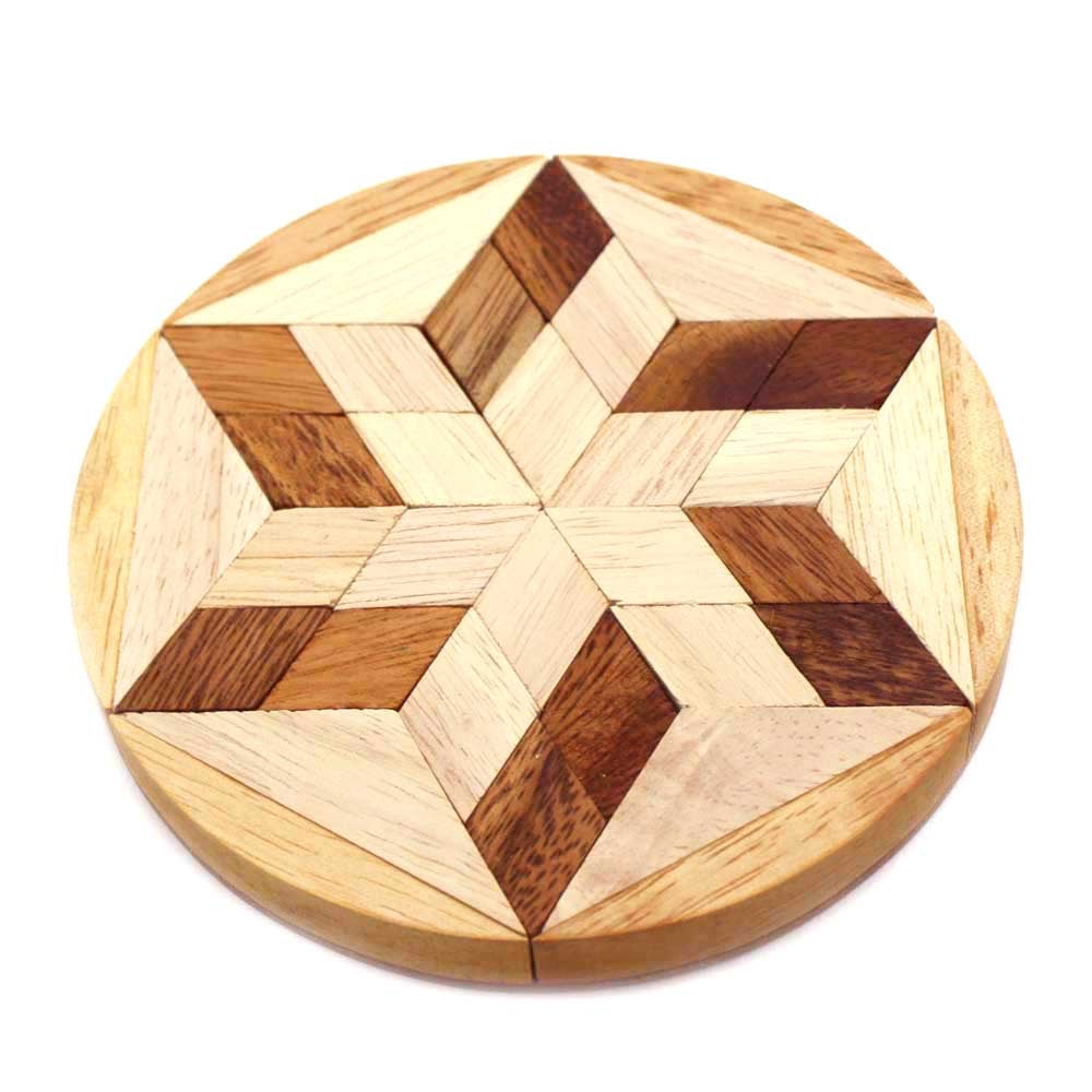 Hexagram Puzzle - Chickadees Wooden Toys