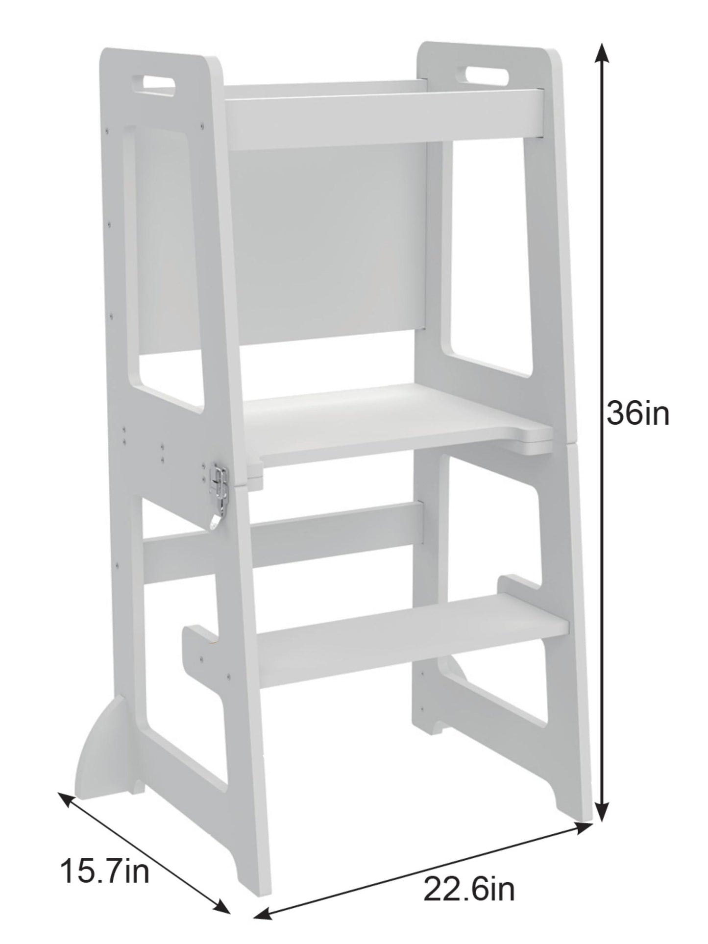 Date - 4 in 1 Kitchen Tower, Desk, Step Stool and Chalkboard - Chickadees Wooden Toys