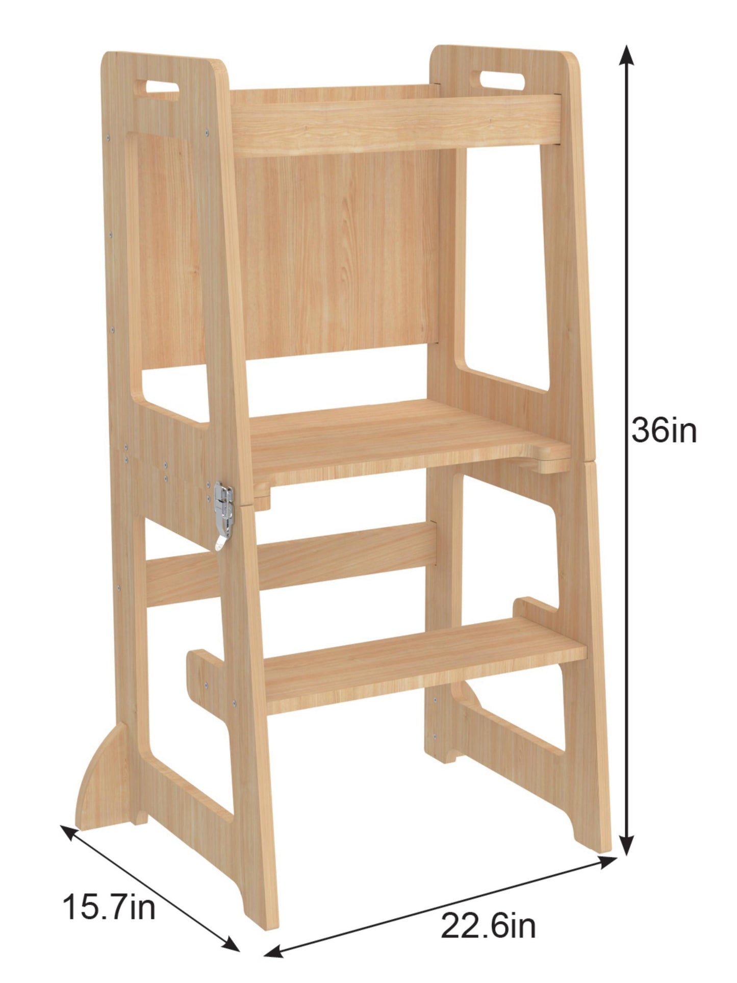 Date - 4 in 1 Kitchen Tower, Desk, Step Stool and Chalkboard - Chickadees Wooden Toys