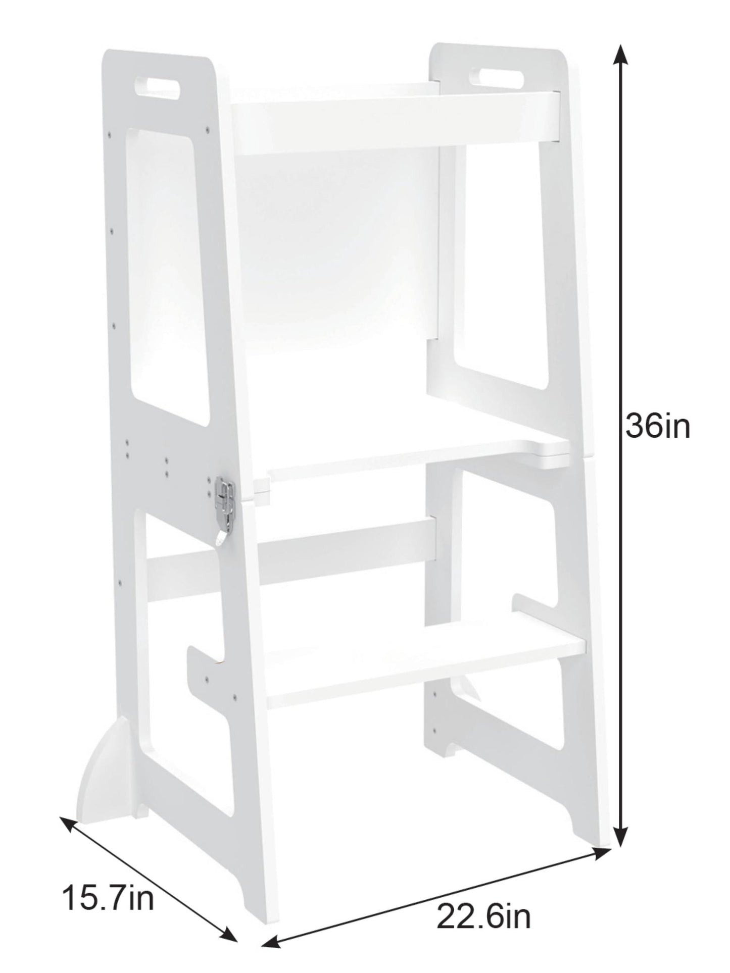 Date - 4 in 1 Kitchen Tower, Desk, Step Stool and Chalkboard - Chickadees Wooden Toys