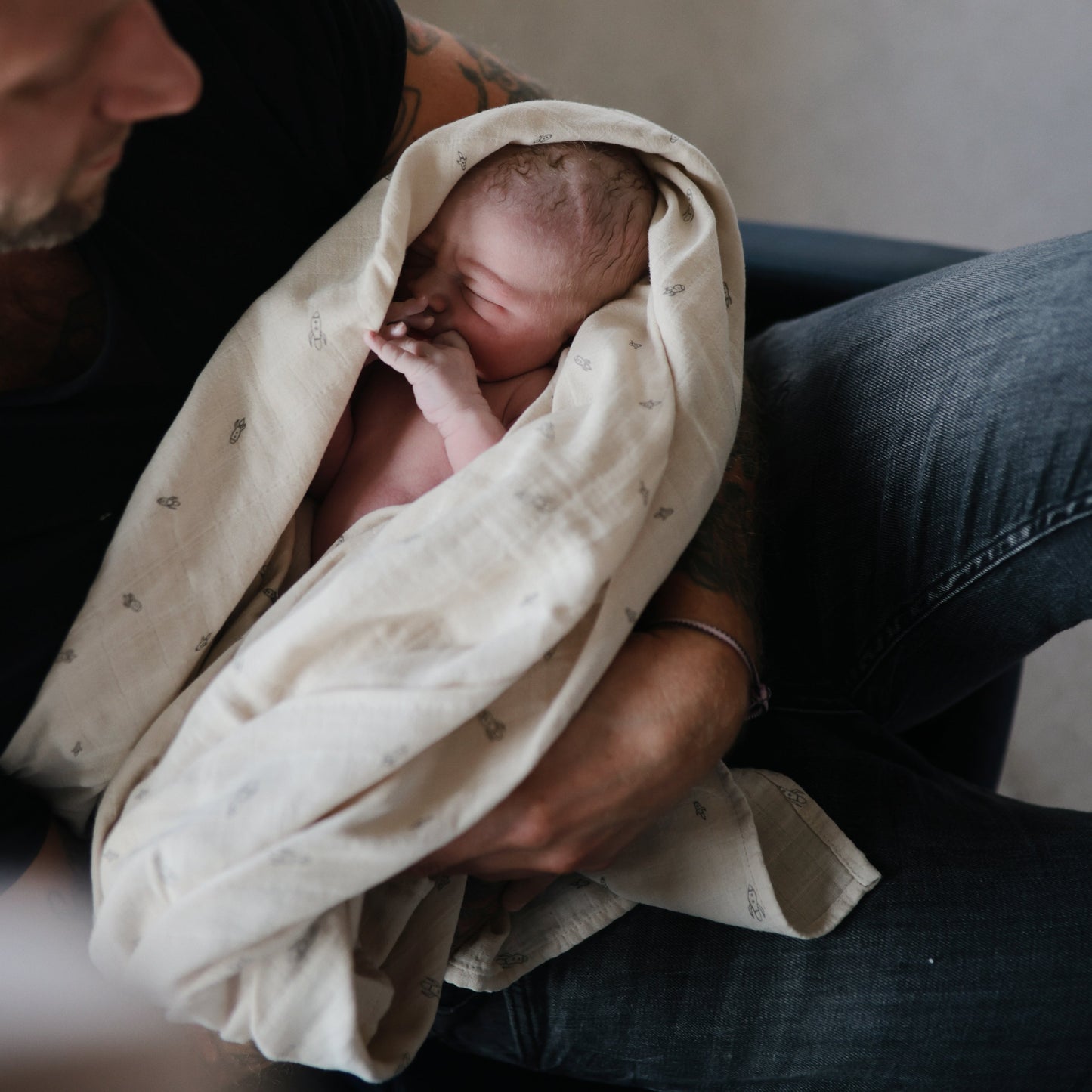 Organic Cotton Muslin Swaddle Blanket - Chickadees Wooden Toys
