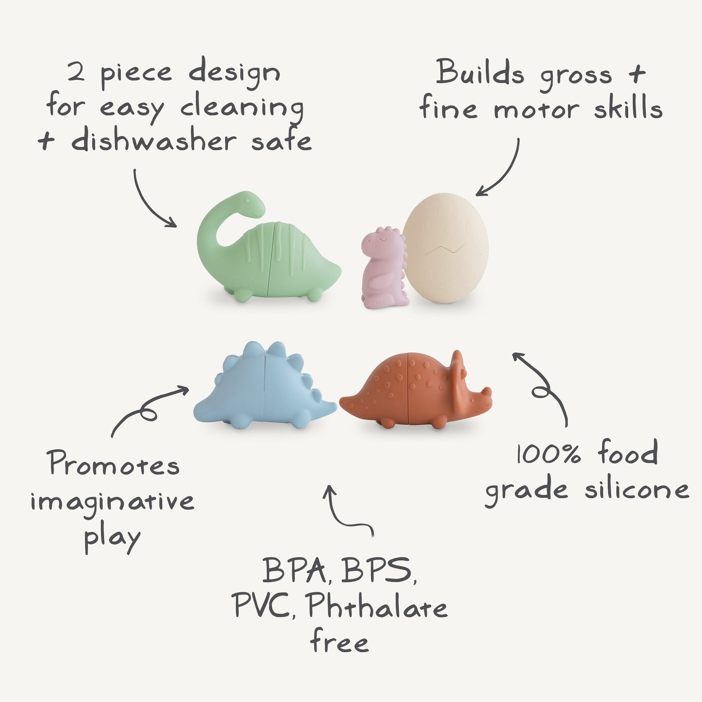 Dino Mold Free Bath Play Set - Chickadees Wooden Toys