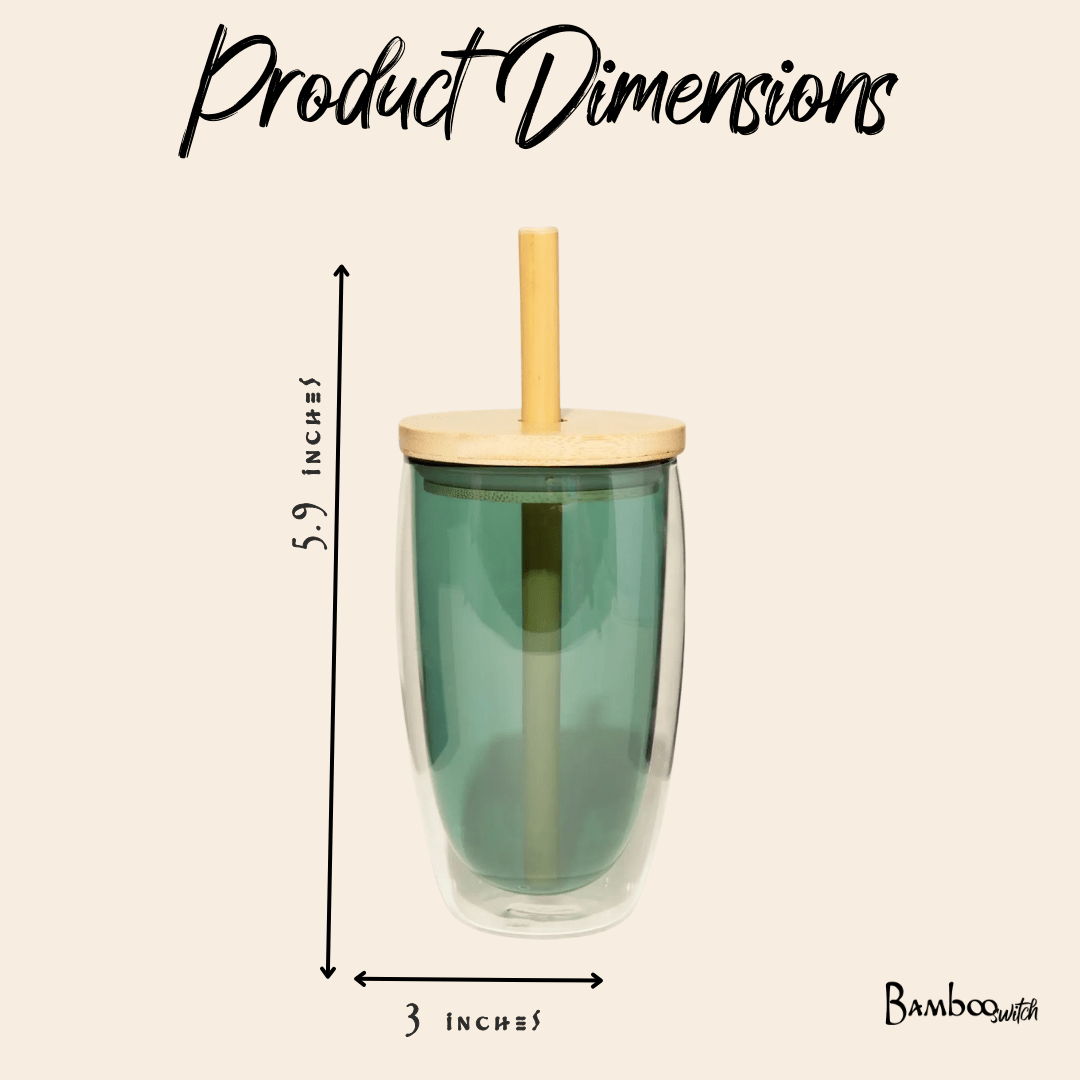 Double-Glass Cup With Bamboo Straw - Chickadees Wooden Toys