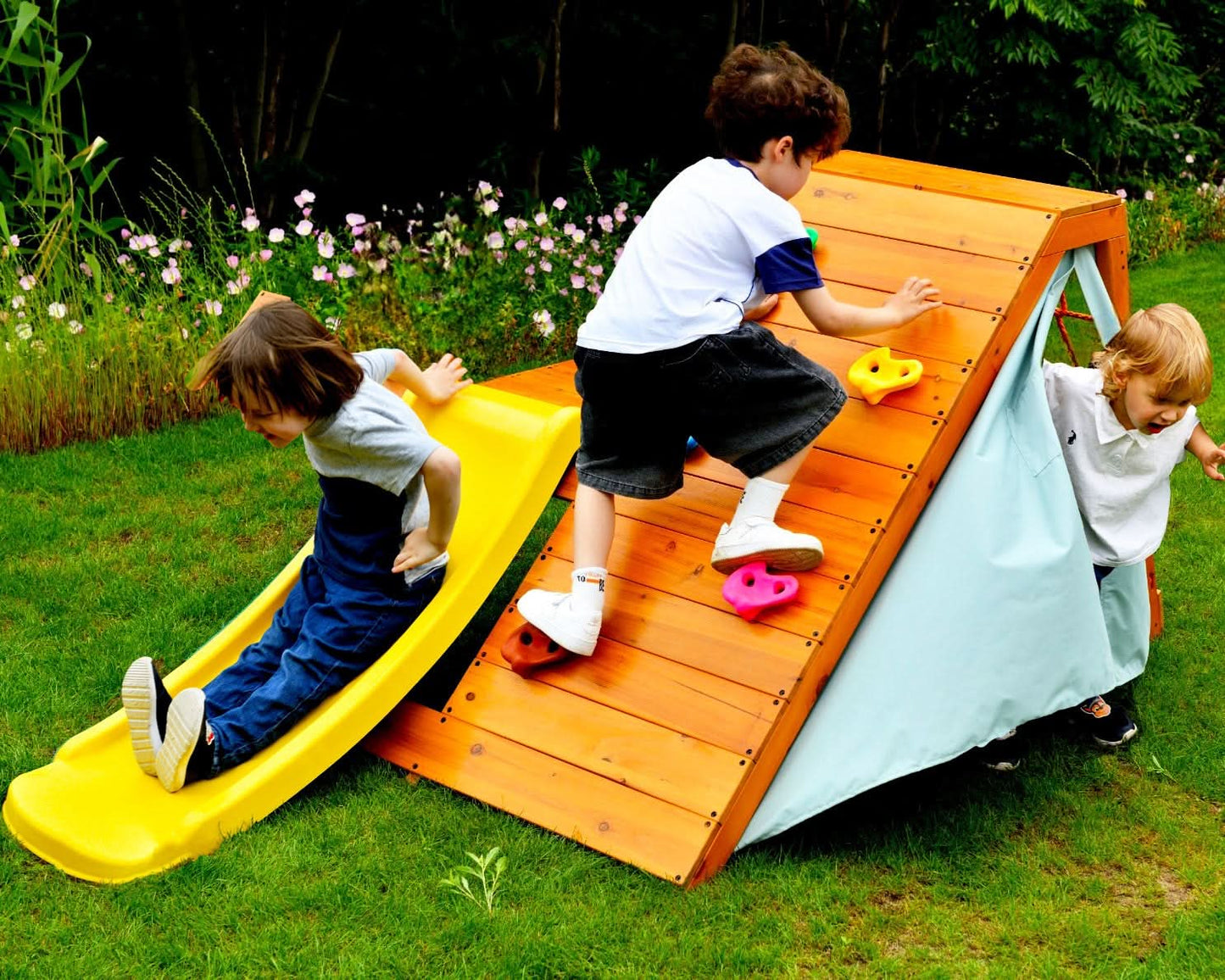 Palm - 5-in-1 Outdoor and Indoor Playground Playset - Chickadees Wooden Toys