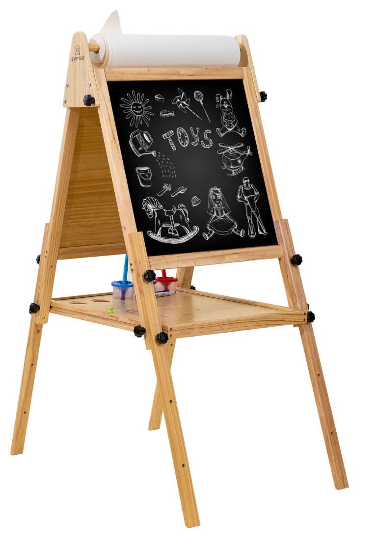 Foldable Kids Easel – 3 Adjustable Heights, Art Station for Drawing & Painting - Chickadees Wooden Toys