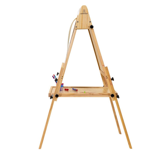 Foldable Kids Easel – 3 Adjustable Heights, Art Station for Drawing & Painting - Chickadees Wooden Toys