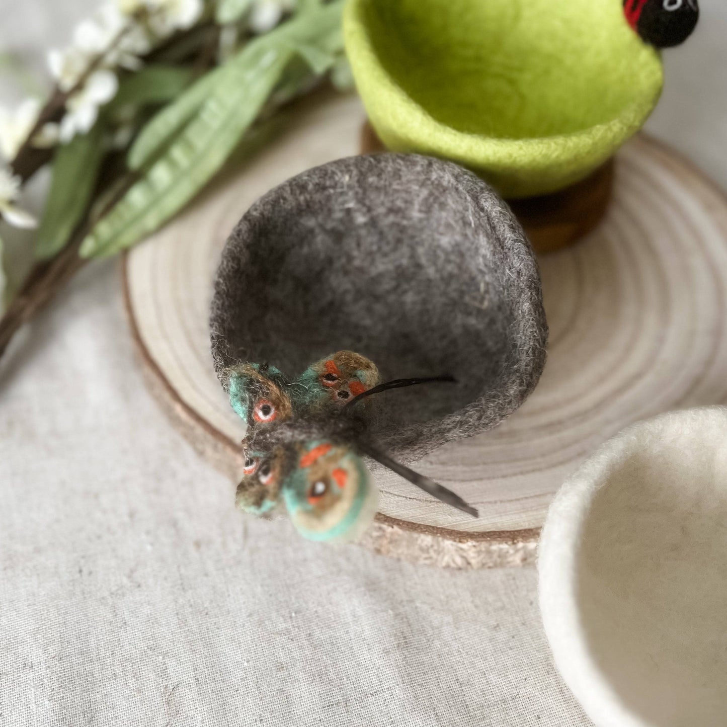 Garden Bug Felt Mini Bowls - Chickadees Wooden Toys