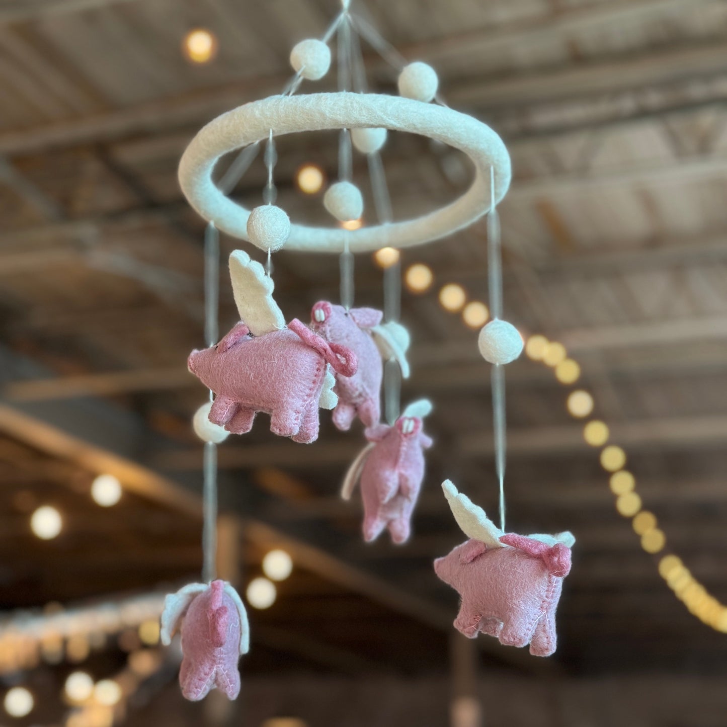 Felt Baby Mobile - Flying Pig - Chickadees Wooden Toys
