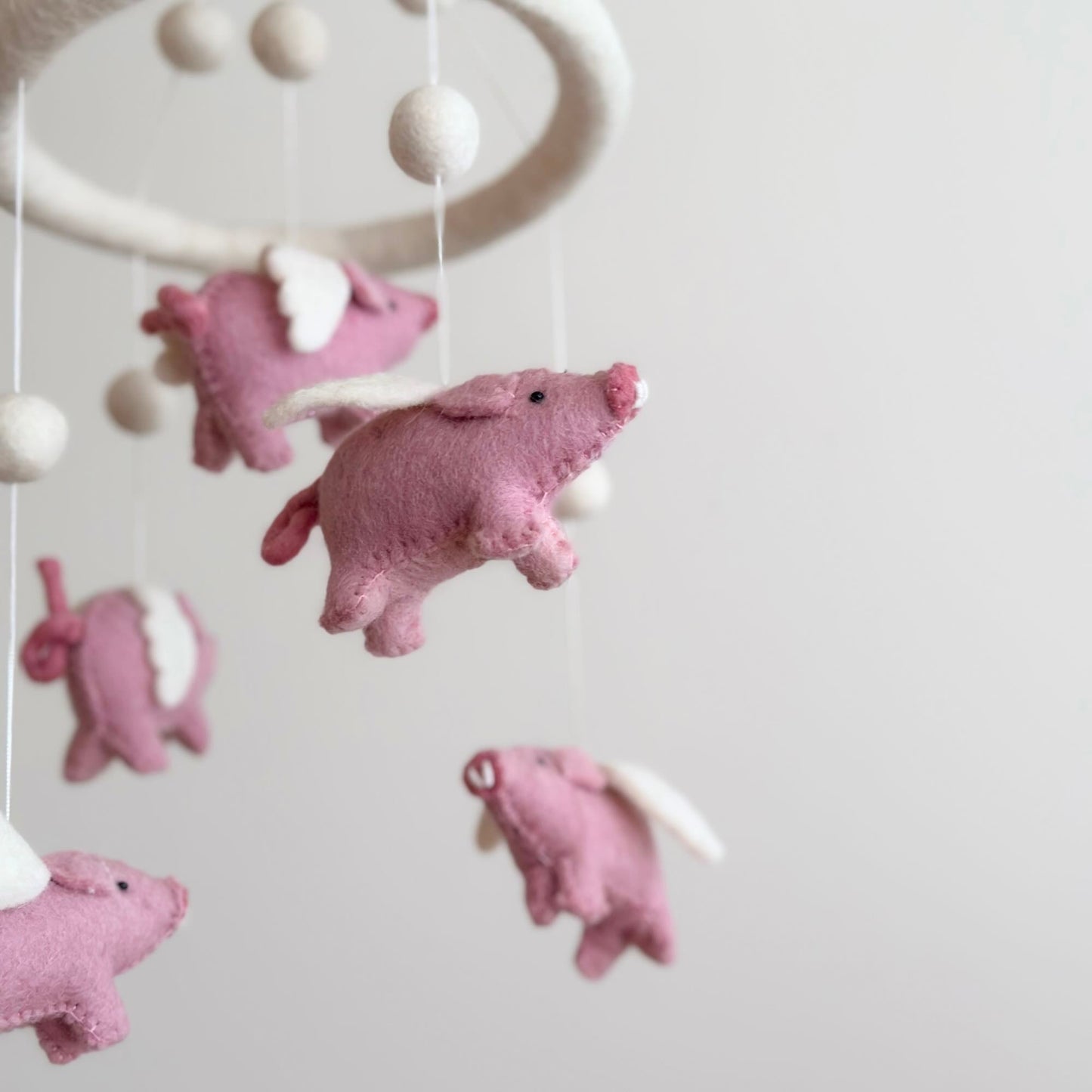 Felt Baby Mobile - Flying Pig - Chickadees Wooden Toys