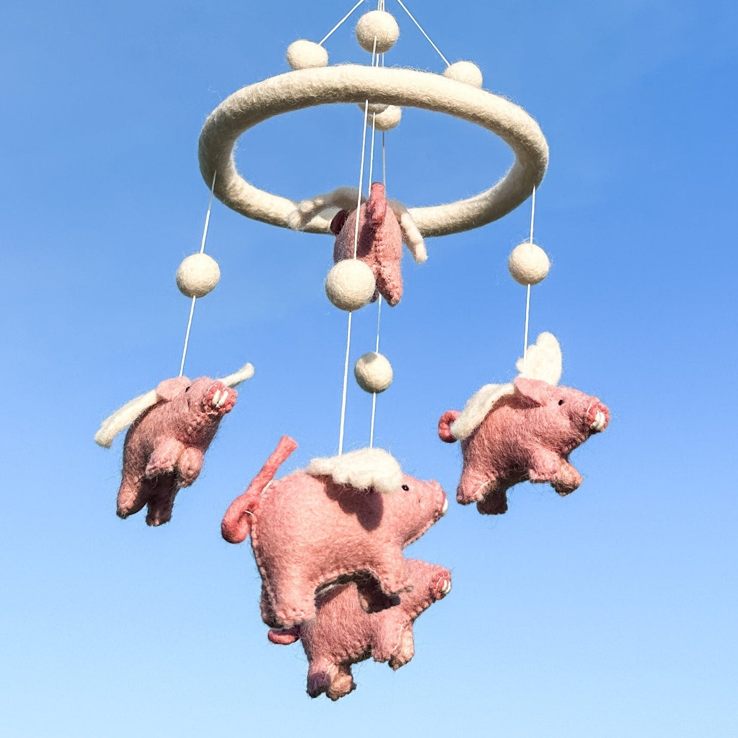 Felt Baby Mobile - Flying Pig - Chickadees Wooden Toys