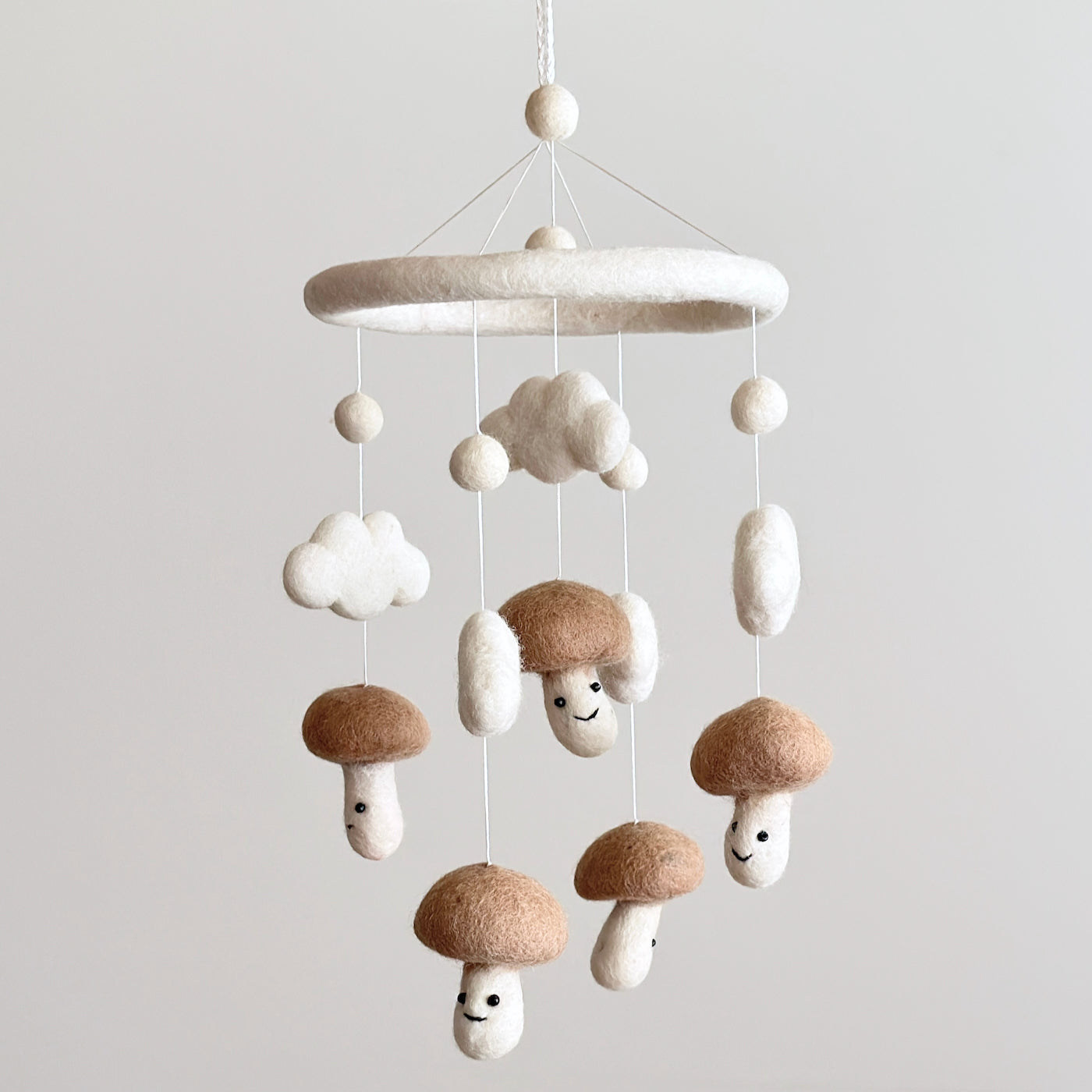 Felt Baby Mobile - Smiley Mushroom - Chickadees Wooden Toys